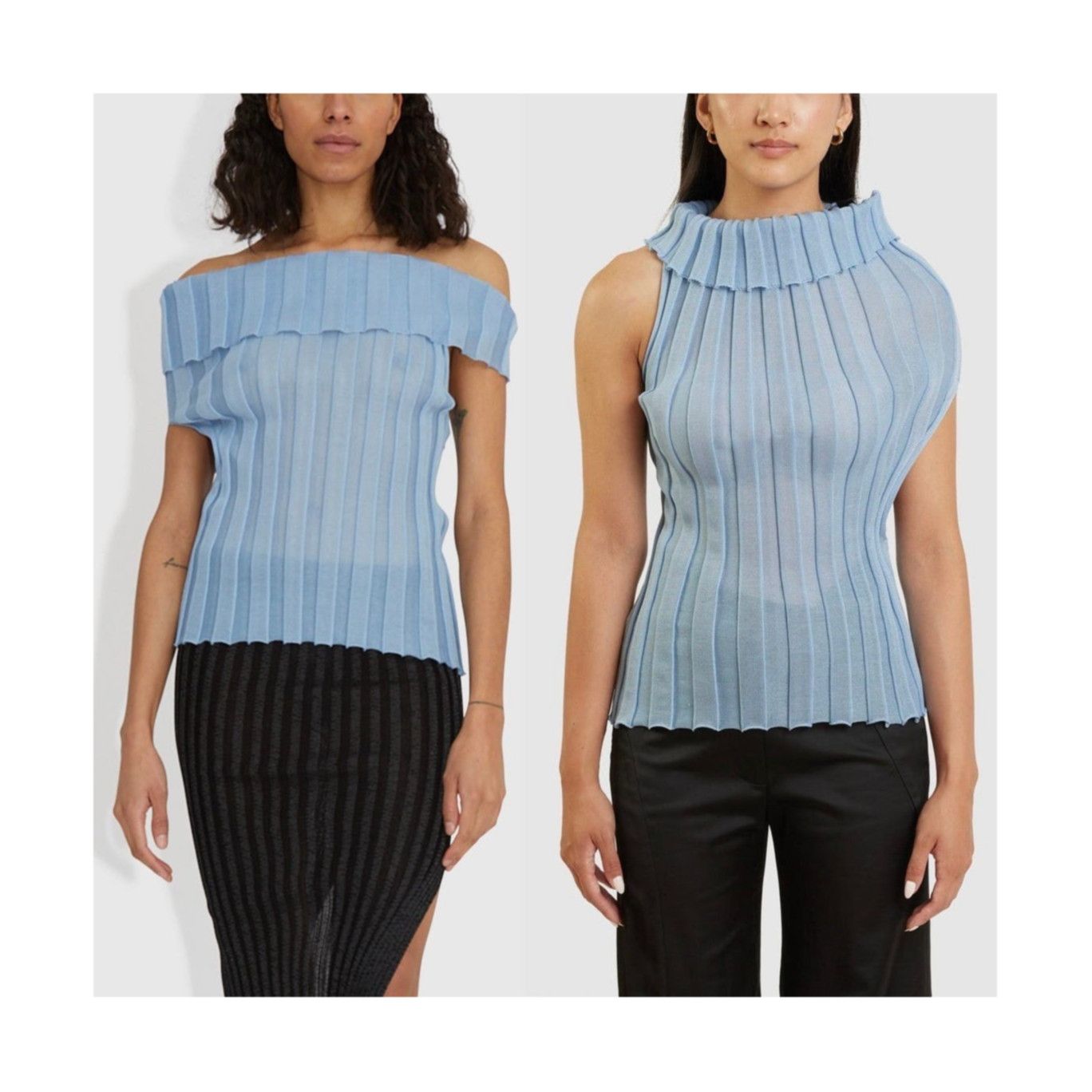 image of A Roege Hove A. Roege Hove - Blue Structured Rib Knit Top - M/l - Nwt, Women's (Size Medium)
