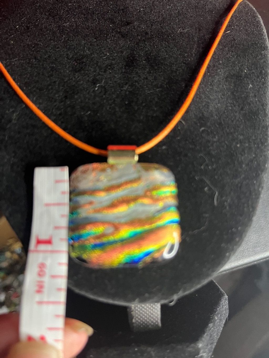 Other Handmade Dichroic Glass Pendant Necklace Iridescent Rainbow Size ONE SIZE - 3 Thumbnail