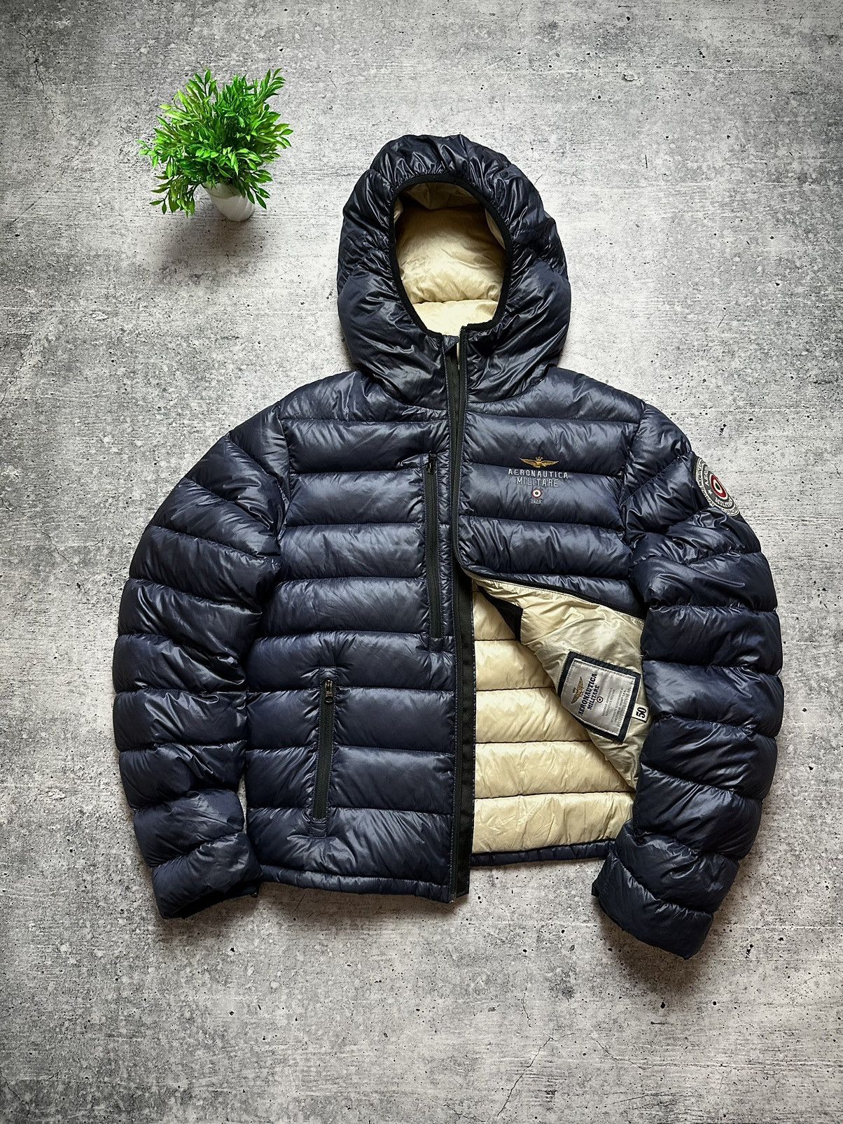 image of Aeronautica Militare Cristiano Thiene Airborne Down Jacket in Dark Blue, Men's (Size Large)