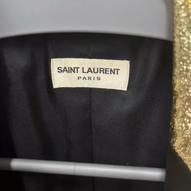 Saint Laurent Paris Saint Laurent Paris Gold Silk blazer Nextarrow-2505 Size XS / US 0-2 / IT 36-38 - 3 Thumbnail