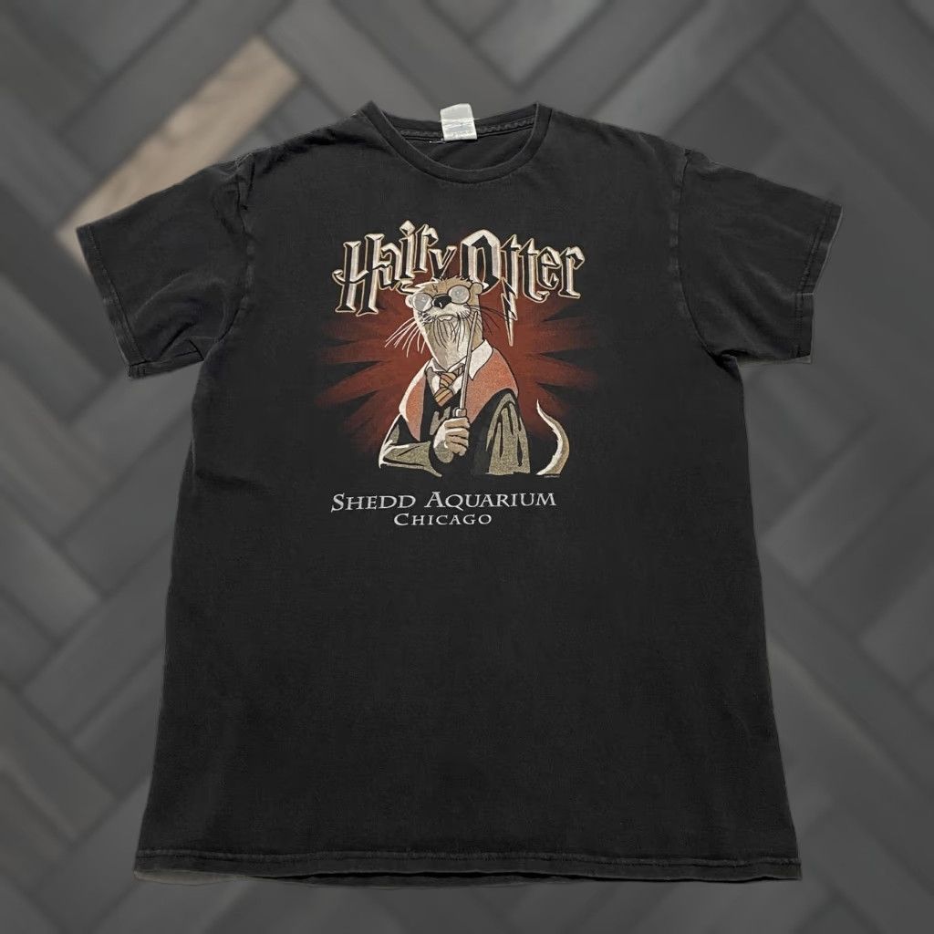 Delta Hairy Otter Shedd Aquarium Shirt Mens Medium Black Delta Parody Harry Potter Graphic Print Crew Neck Short Sleeve T-Shirt Size US M / EU 48-50 / 2 - 1 Thumbnail