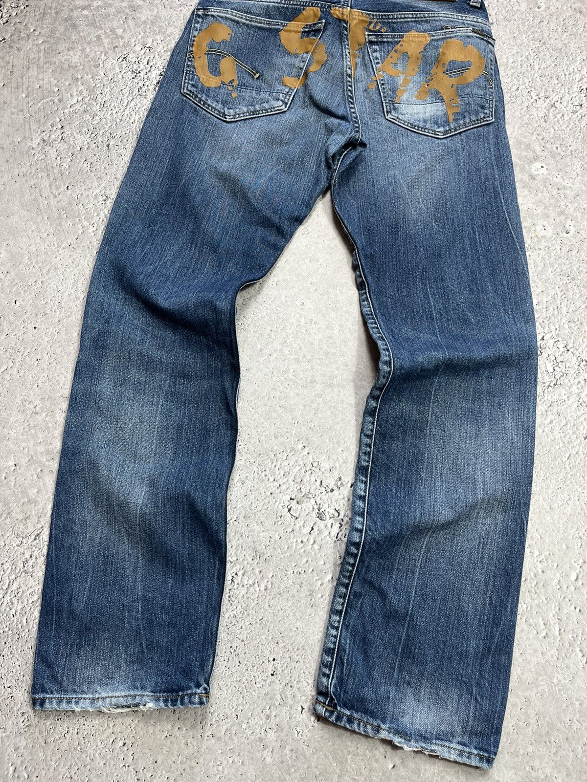 G-Star G-Star RAW Custom Big Logo Denim Jeans Distressed Blue Size US 29 - 2 Thumbnail