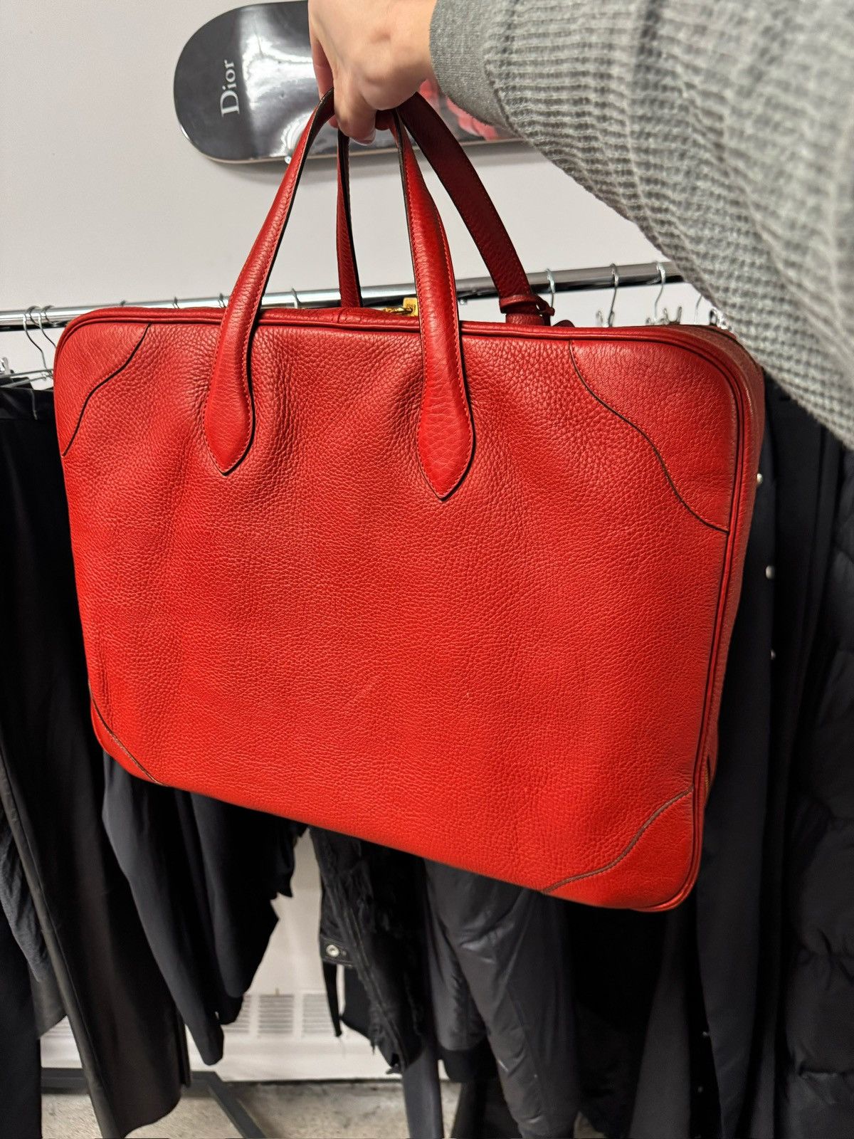 Hermes Hermes Victoria ‘50’ Red Leather Boston Bag Size ONE SIZE - 5 Thumbnail