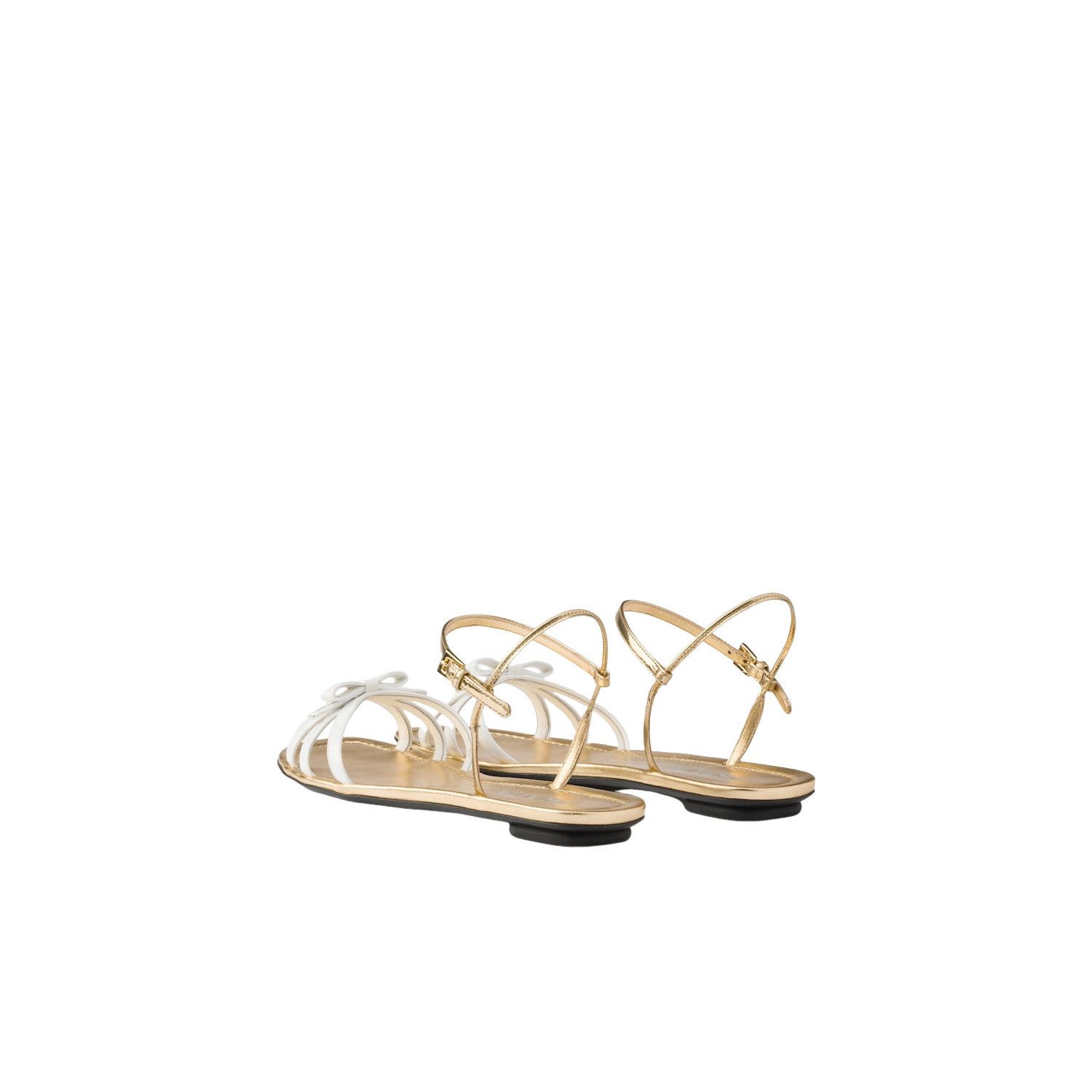 Prada PRADA $1100 White Flat metallic leather sandals New & Authen Size US 8.5 / IT 38.5 - 4 Thumbnail