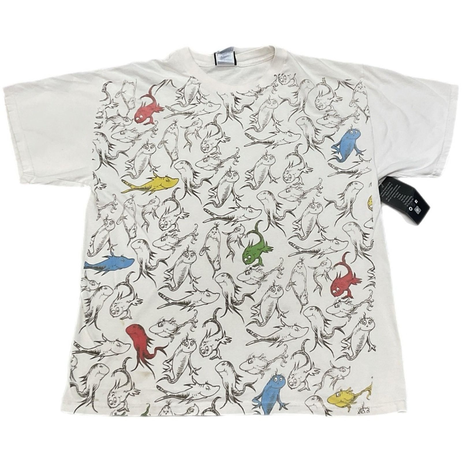 Vintage Vintage Y2K Dr. Seuss One Fish Two Fish Blue Fish T-Shirt Size US L / EU 52-54 / 3 - 1 Thumbnail