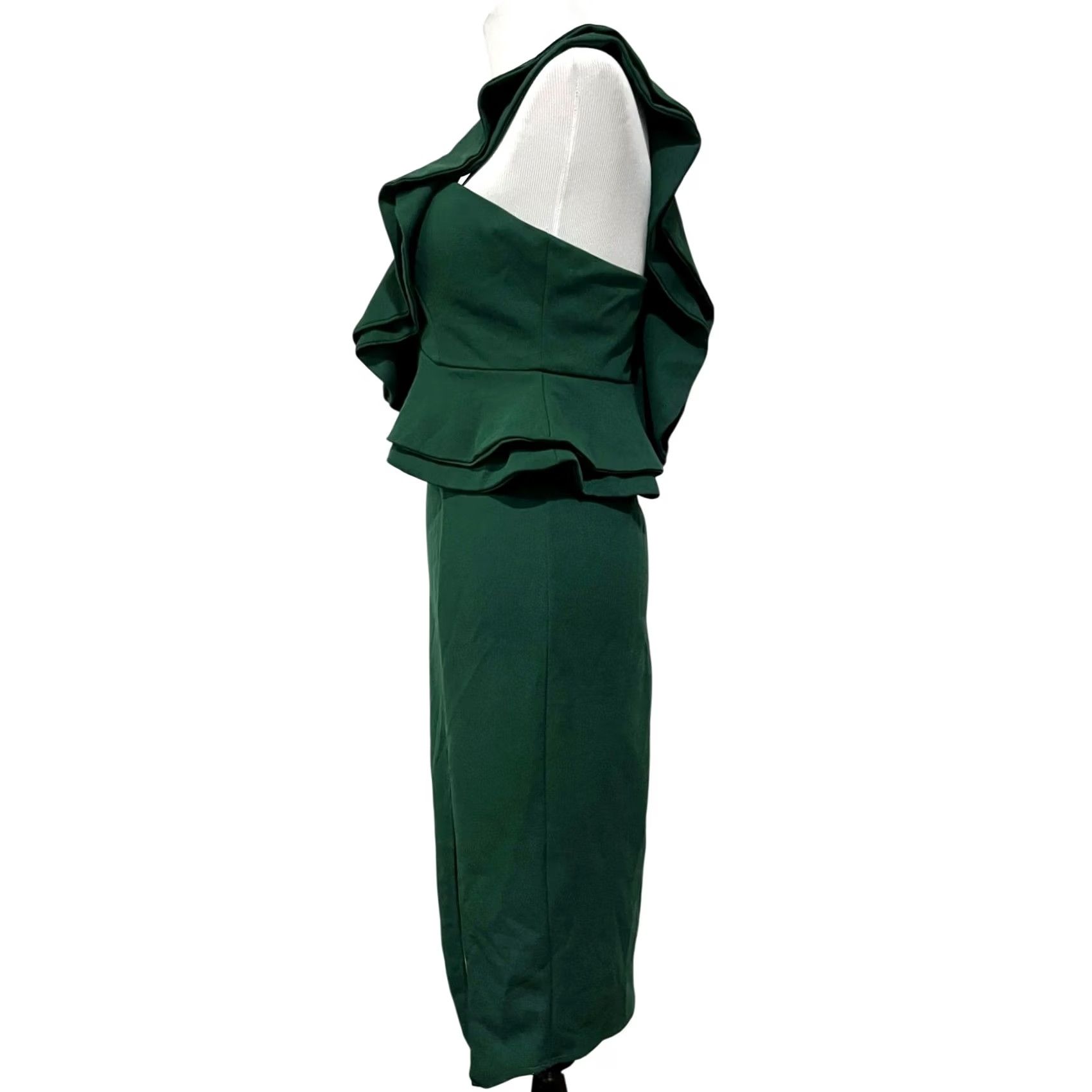 Vintage Hello Molly Caruso One-Shoulder Ruffle Midi Dress Green Size Womens Sz 8 Size M / US 6-8 / IT 42-44 - 6 Thumbnail
