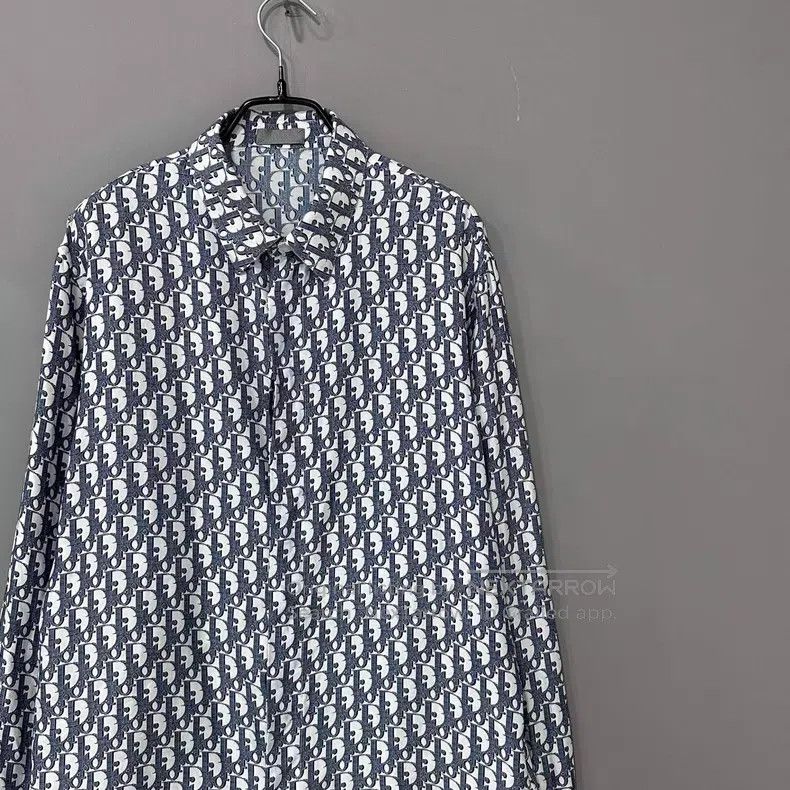Dior Dior Size 39 Blue and white printed silk shirt Size US XXS / EU 40 - 2 Thumbnail