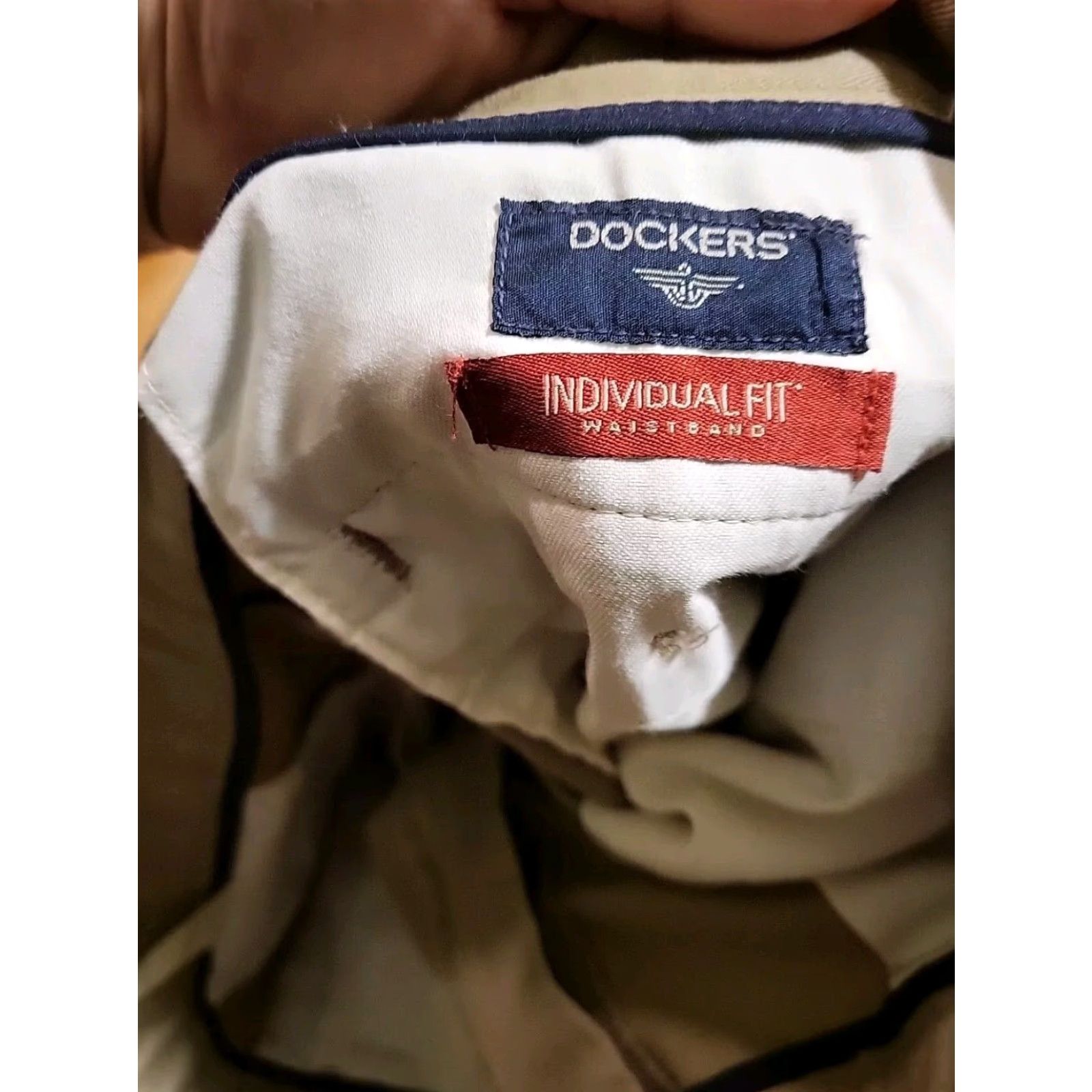 Dockers DOCKERS Individual Fit Stretch Waist Flat Front Chinos Pants 38" X 29" Beige Mens Regular Straight Cotton Flat Front Zip Button Size US 38 / EU 54 - 5 Thumbnail