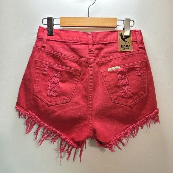 Other Dada High Waisted Jeans Short In Red/Pink Color - 27" Waist Size 27" / US 4 / IT 40 - 2 Thumbnail