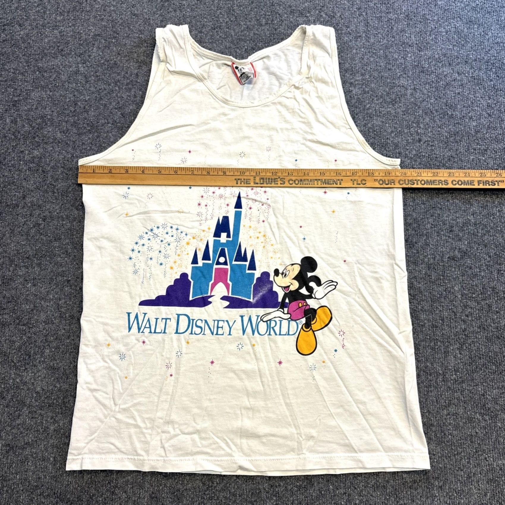 Disney VINTAGE Walt Disney Tank Top White USA Mens L Mickey Mouse Crew Neck Sleeveless Cotton 80’s Disney Designs USA Theme Mens Vintage Size US L / EU 52-54 / 3 - 4 Thumbnail