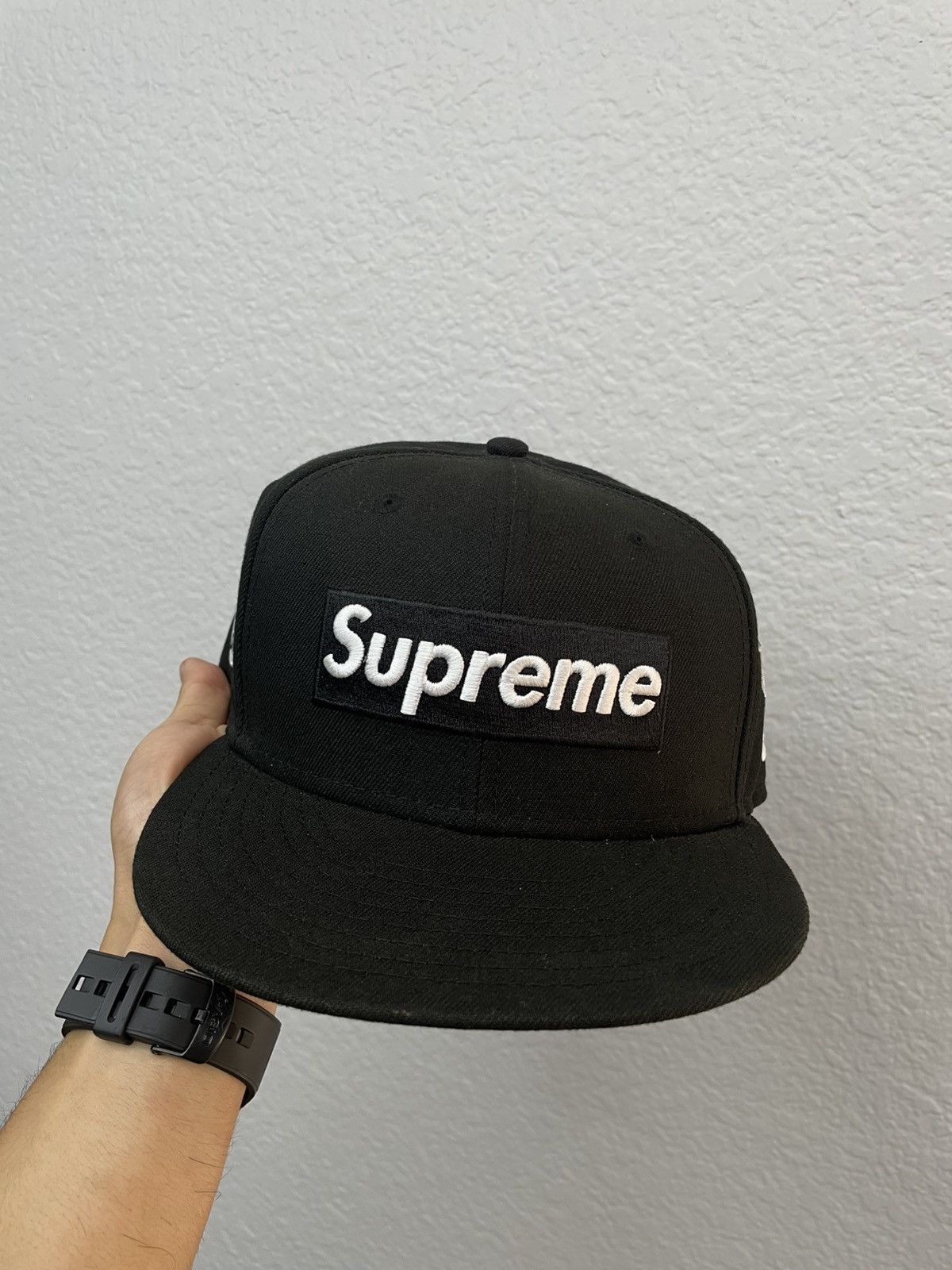 New Era × Supreme 2005 leather supreme ny hat fitted 7 5/8 | Grailed