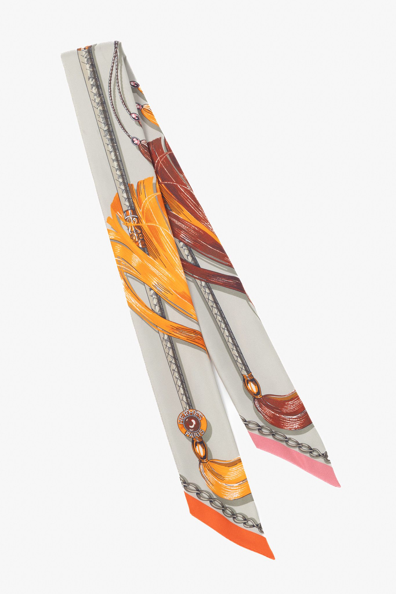 Hermes Hermes Cavalcades Gris Perle Multicolor Printed Silk Twilly Size ONE SIZE - 1 Thumbnail
