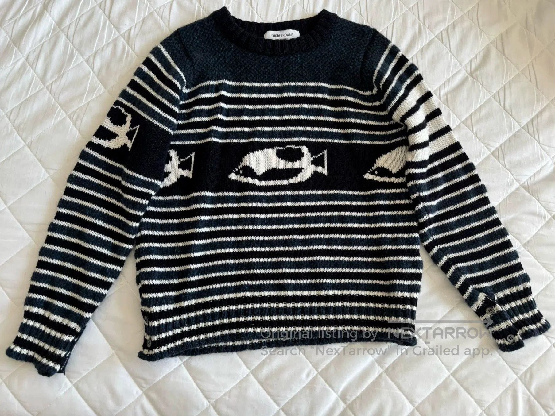 Thom Browne ThomBrowne Navy Stripe Wool Sweater 0. Size US XXS / EU 40 - 1 Thumbnail