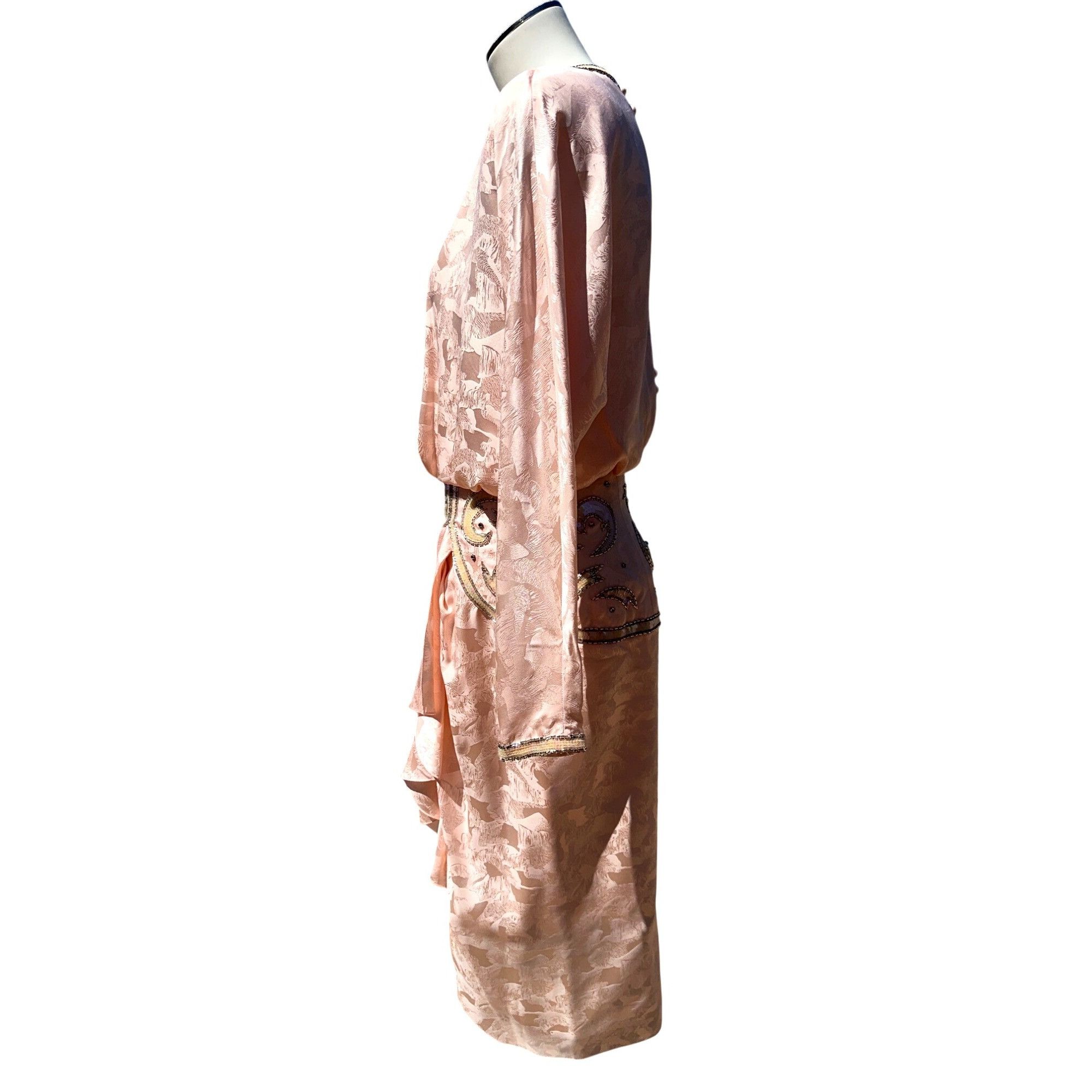 Other All Silk Vintage Dress by Spencer Jeremy 8 Pink Sequin Beade Size M / US 6-8 / IT 42-44 - 5 Thumbnail