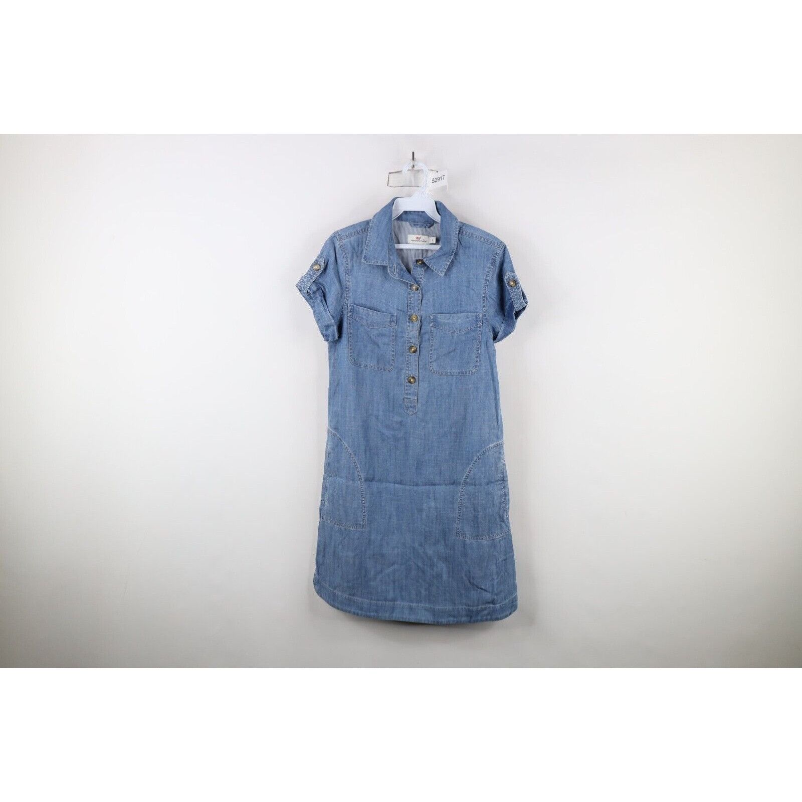 Vineyard Vines Vineyard Vines Womens Utility Chambray Denim Shirt Dress Size XS / US 0-2 / IT 36-38 - 1 Thumbnail