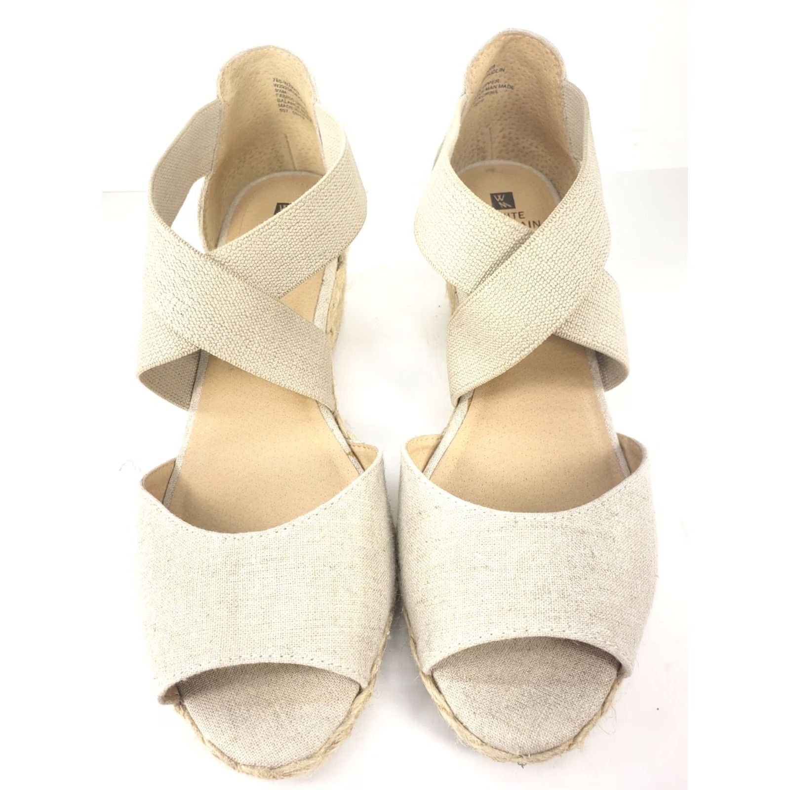 Vintage VINTAGE? No — White Mountain Hudlin Sandal Womens 9.5M Beige Wedge Espadrille Casual Formal Wedding Slide On Rubber Outsole Comfort Shoes Size US 10 / IT 40 - 3 Thumbnail