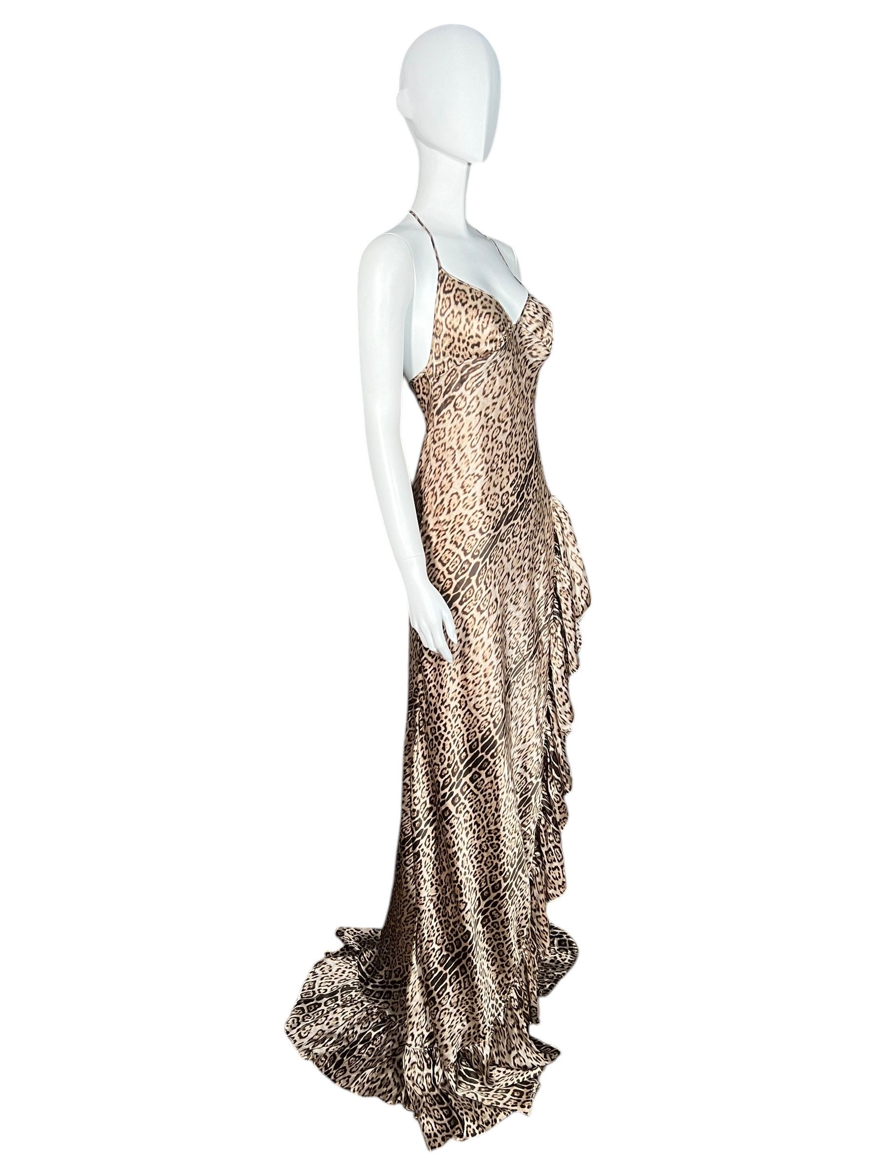 Roberto Cavalli Roberto Cavalli F/W 2000 Leopard Print Gown with Train Size L / US 10 / IT 46 - 2 Thumbnail