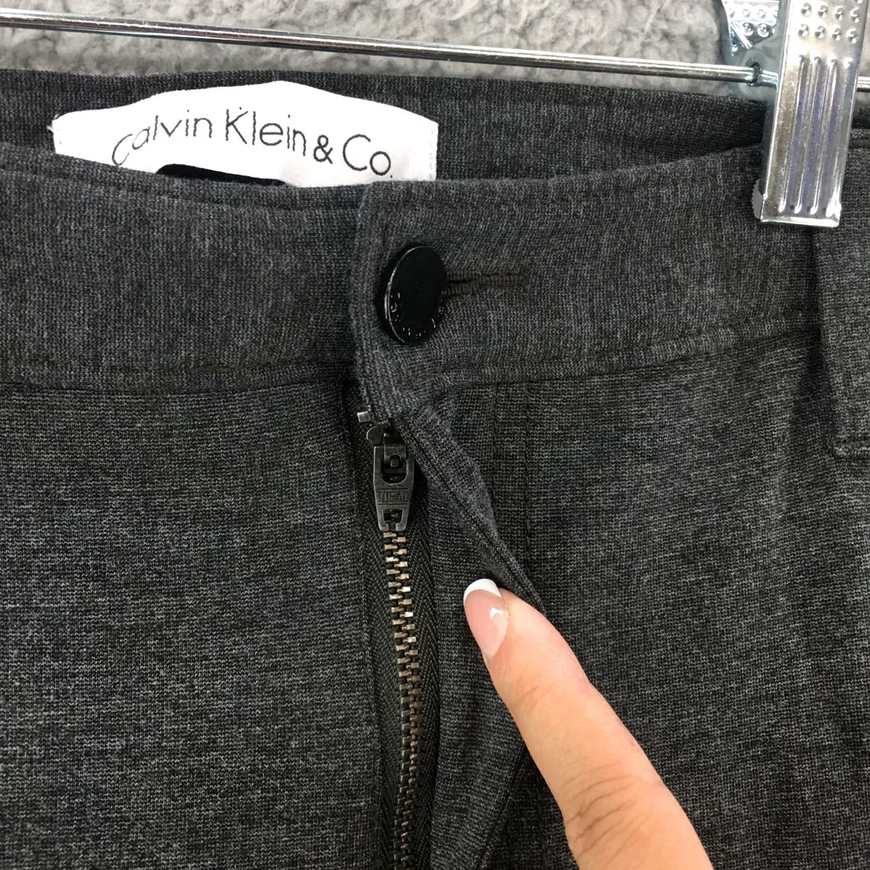 Calvin Klein Calvin Klein & Co Pants Womens 14 Gray Slim Fit Straight Leg Mid Rise Casual Shirt? Size 36" / US 14 / IT 50 - 4 Thumbnail