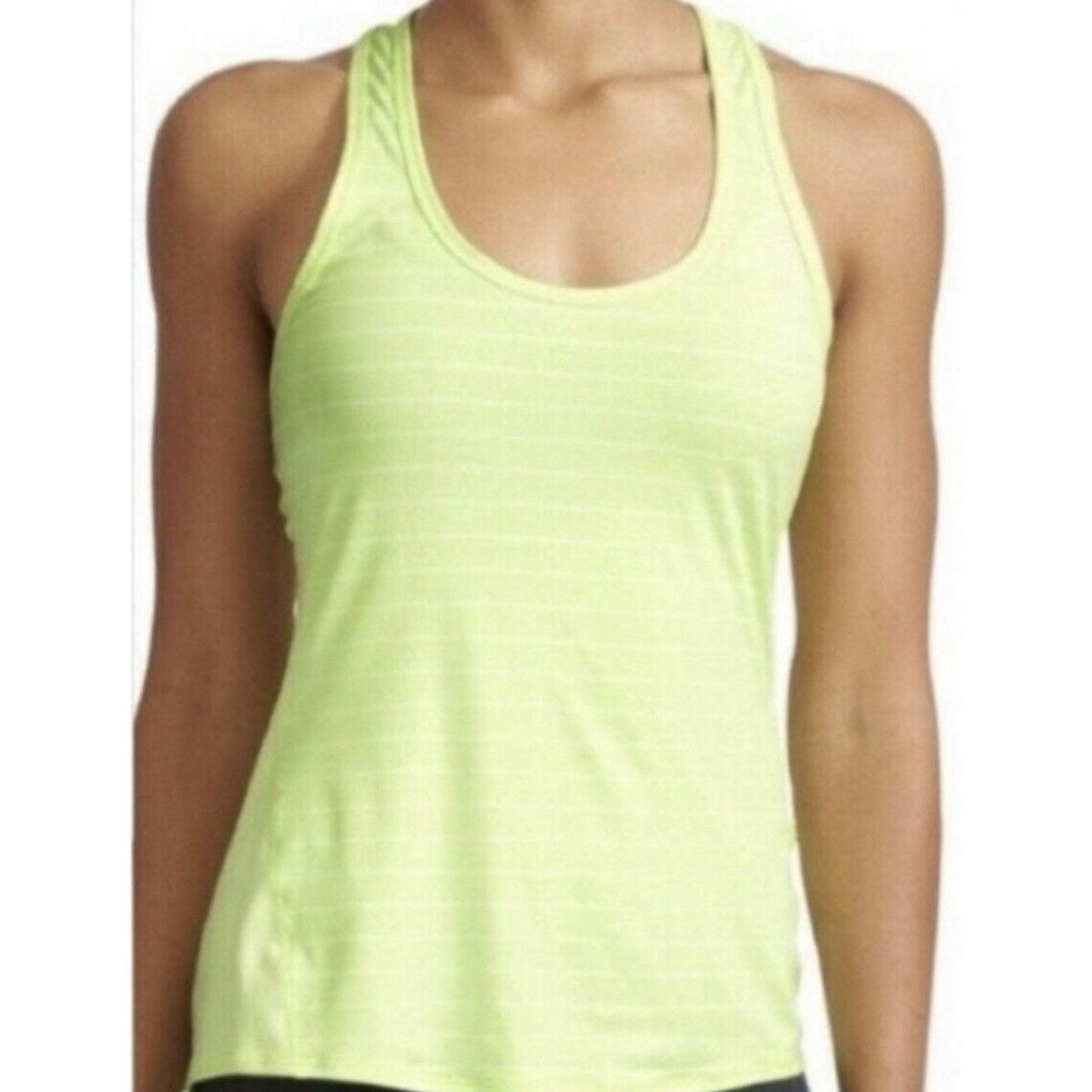 Athleta ATHLETA Neon Lime Green Ribbed Striped Workout Tank Top Size S / US 4 / IT 40 - 1 Thumbnail