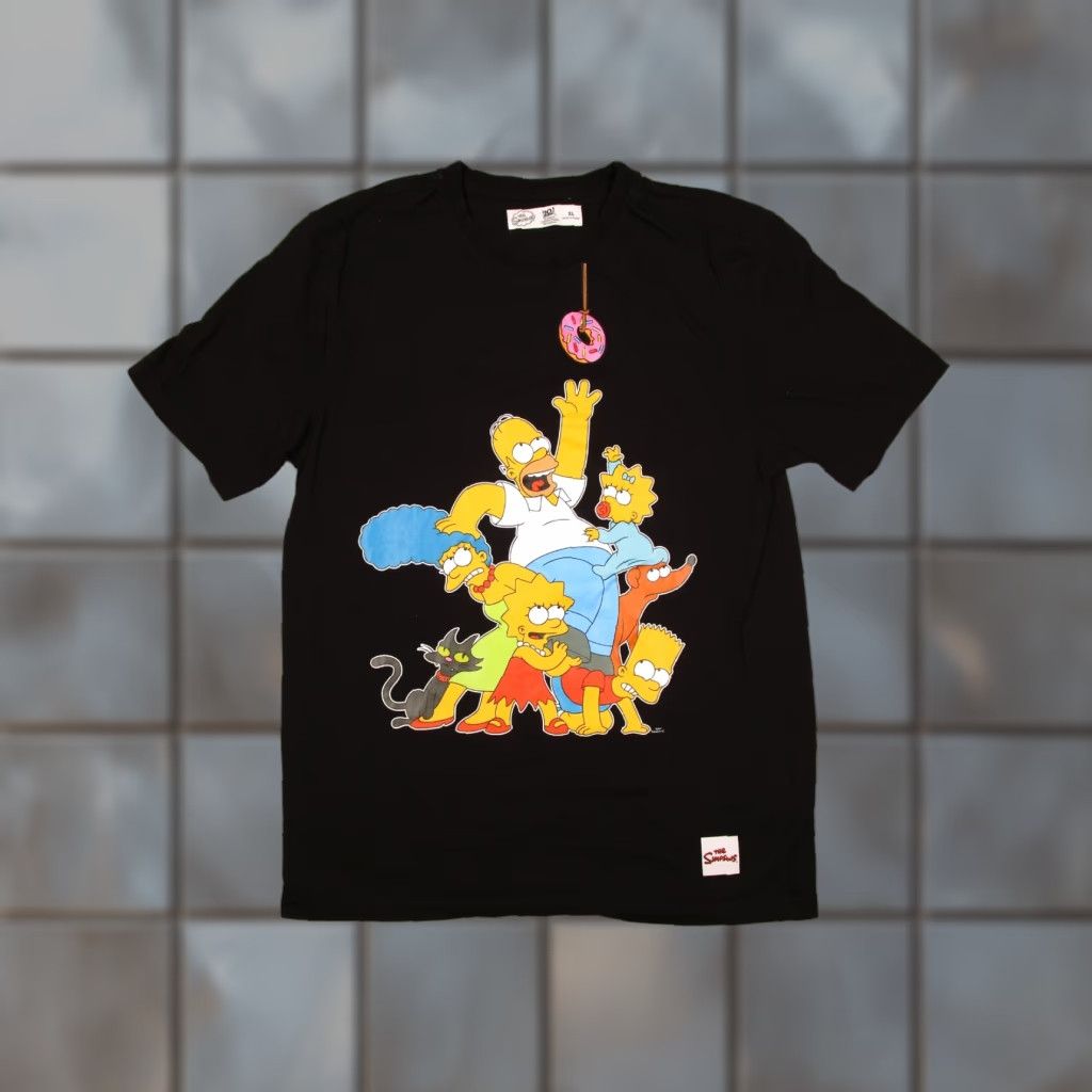 Vintage VINTAGE The Simpsons T-Shirt Mens XL Black Graphic Cartoon Donut Embroidered Tee Size US XL / EU 56 / 4 - 1 Thumbnail