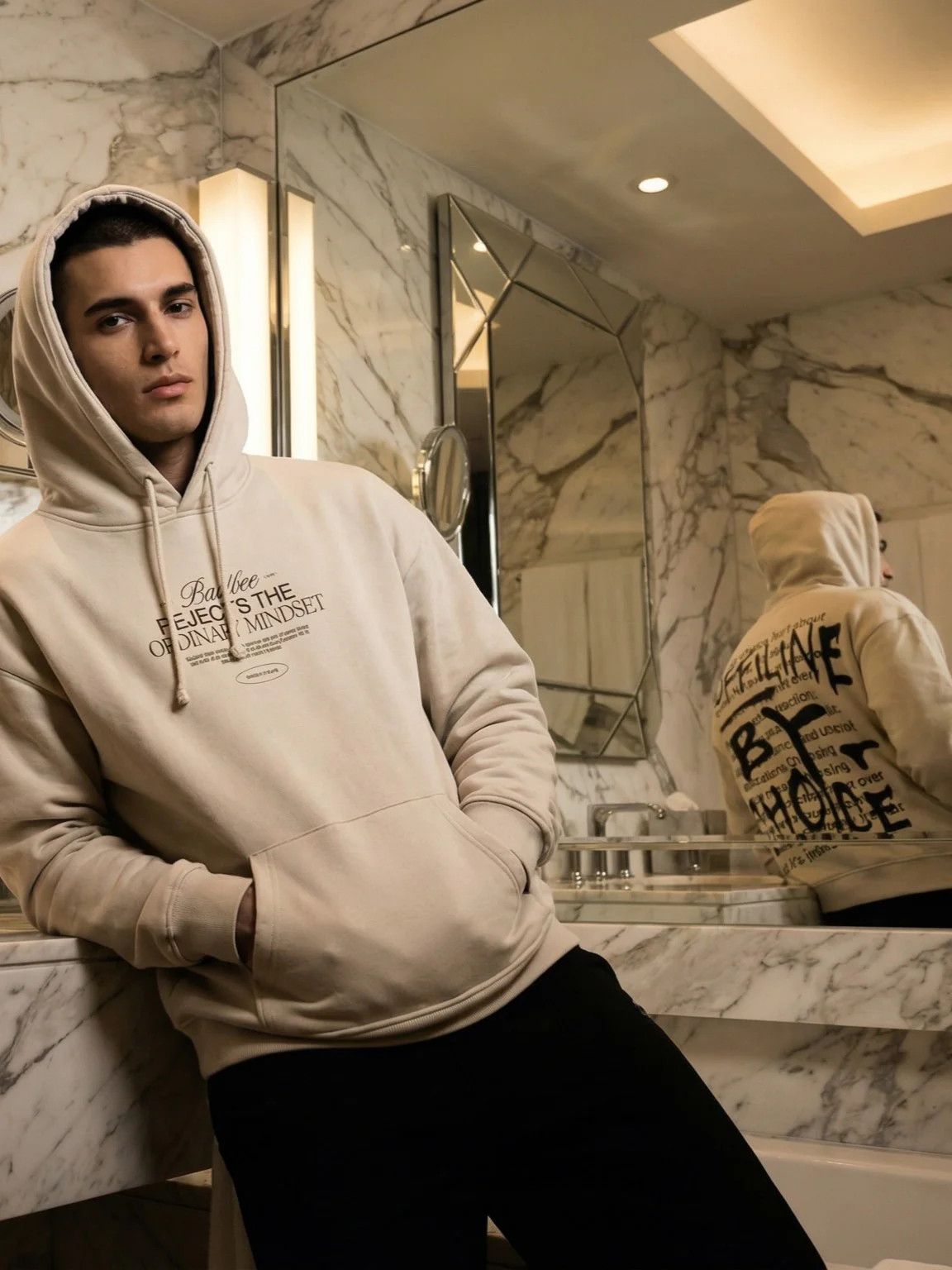 Other Badbee No Reaction Beige Hoodie Streetwear Size US M / EU 48-50 / 2 - 1 Thumbnail