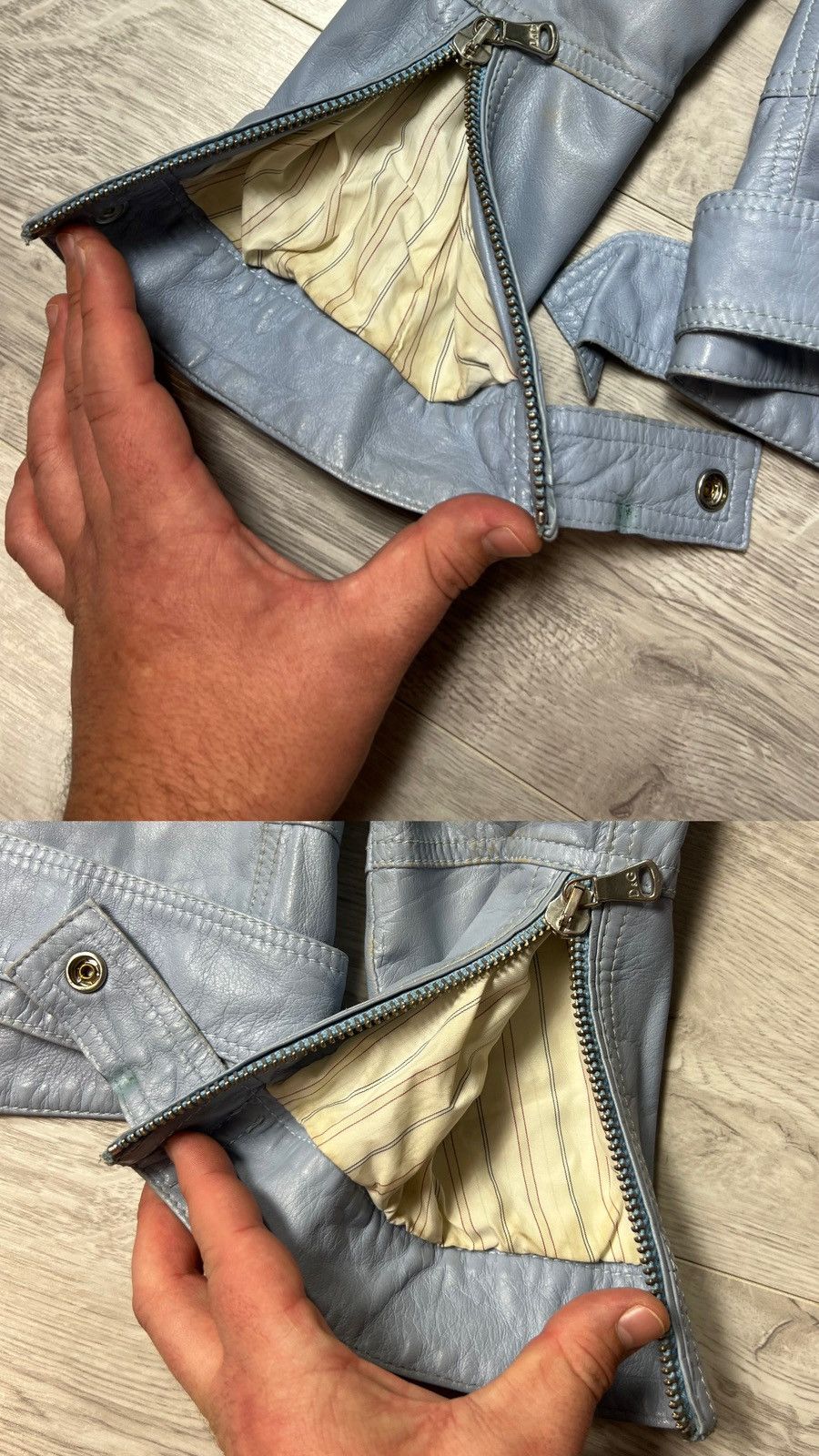 Dolce & Gabbana × Vintage Rare Dolce Gabbana Blue Leather Biker Jacket Size 44 Size M / US 6-8 / IT 42-44 - 21 Thumbnail