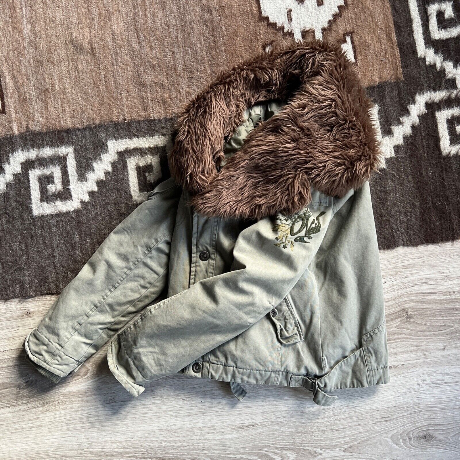 O'Neill O'Neill Vintage Y2K Fur Trim Cotton Crop Jacket 8927AC Size S / US 4 / IT 40 - 6 Thumbnail