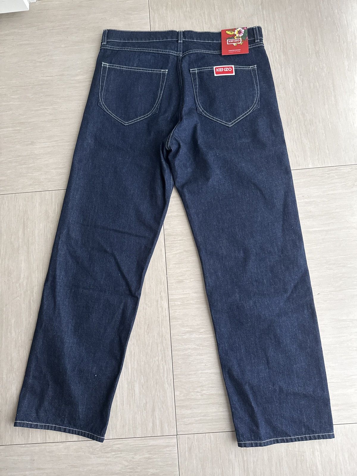 Kenzo Kenzo Denim Dark blue white stitches jeans Size US 33 - 2 Thumbnail