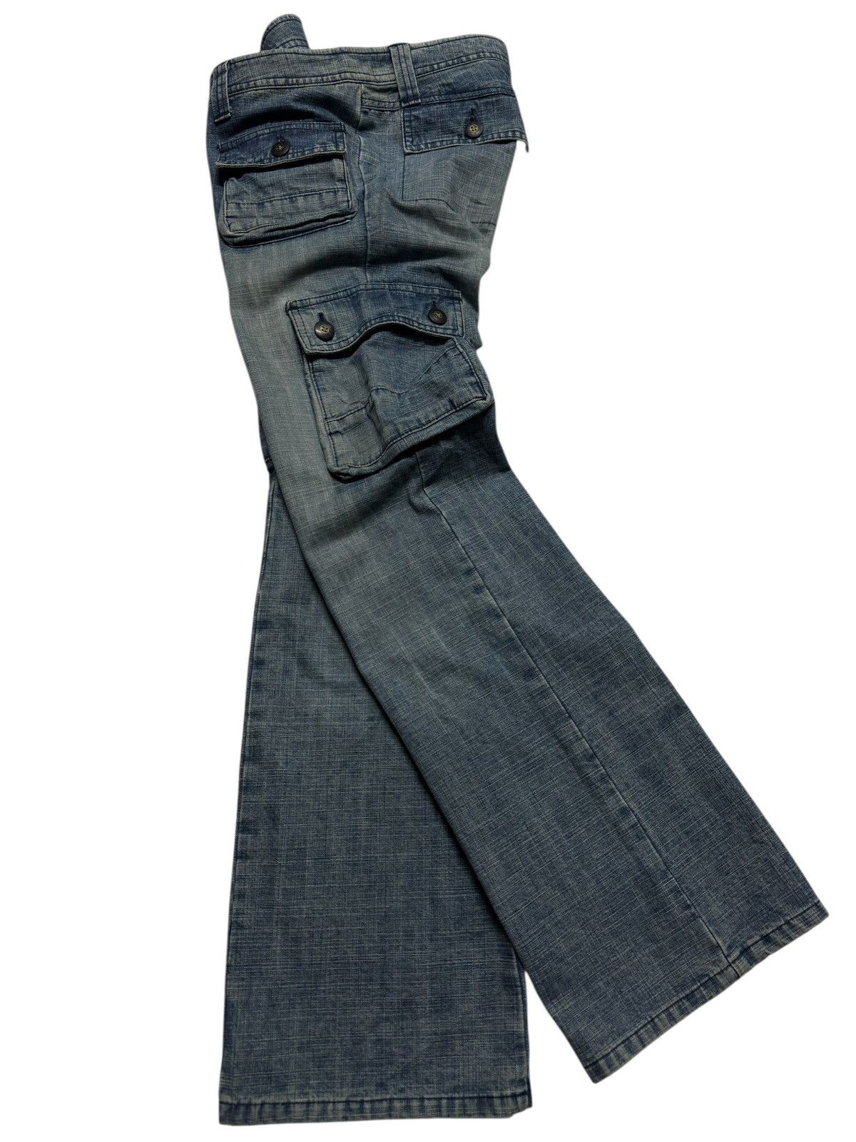 PPFM 💥FLARE💥90s JAPANESE RARE BUSHPANTS CARGO BELL BOTTOM JEANS Size US 29 - 3 Thumbnail
