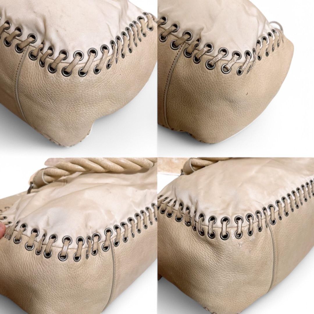 Prada Prada - Handbag Beige Leather Shoulder Bag Triangle Logo Size ONE SIZE - 6 Thumbnail