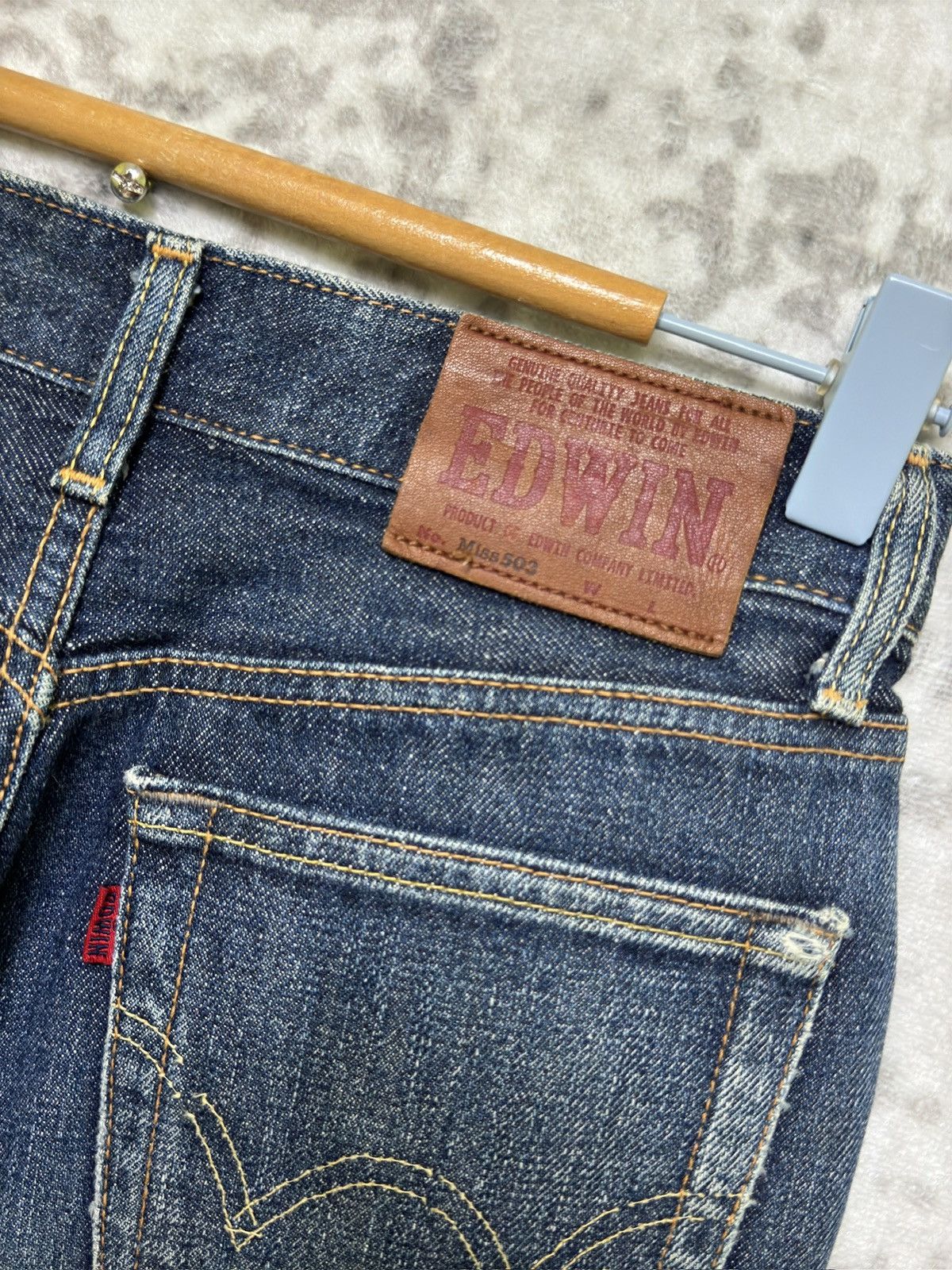 Edwin Vintage Miss Edwin 503 Regular Flare Blue Washed Distressed Size US 26 / EU 42 - 12 Thumbnail