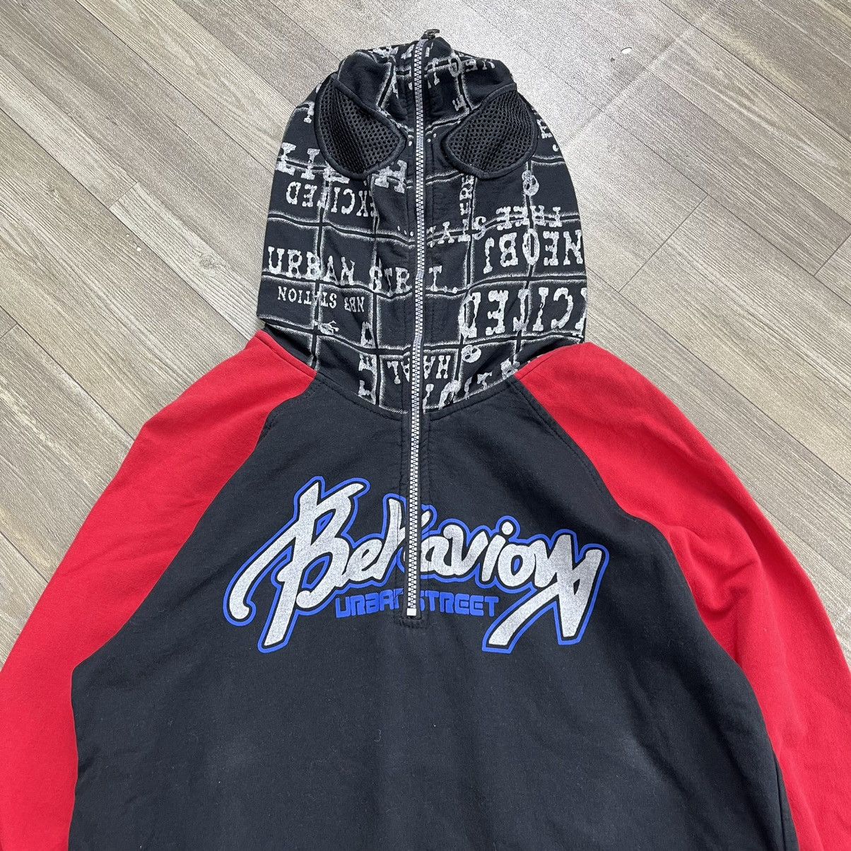 Beauty Beast 2000s Behaviour Urban Street Full Mask Half Zip Hoodie Y2K Size US M / EU 48-50 / 2 - 2 Thumbnail