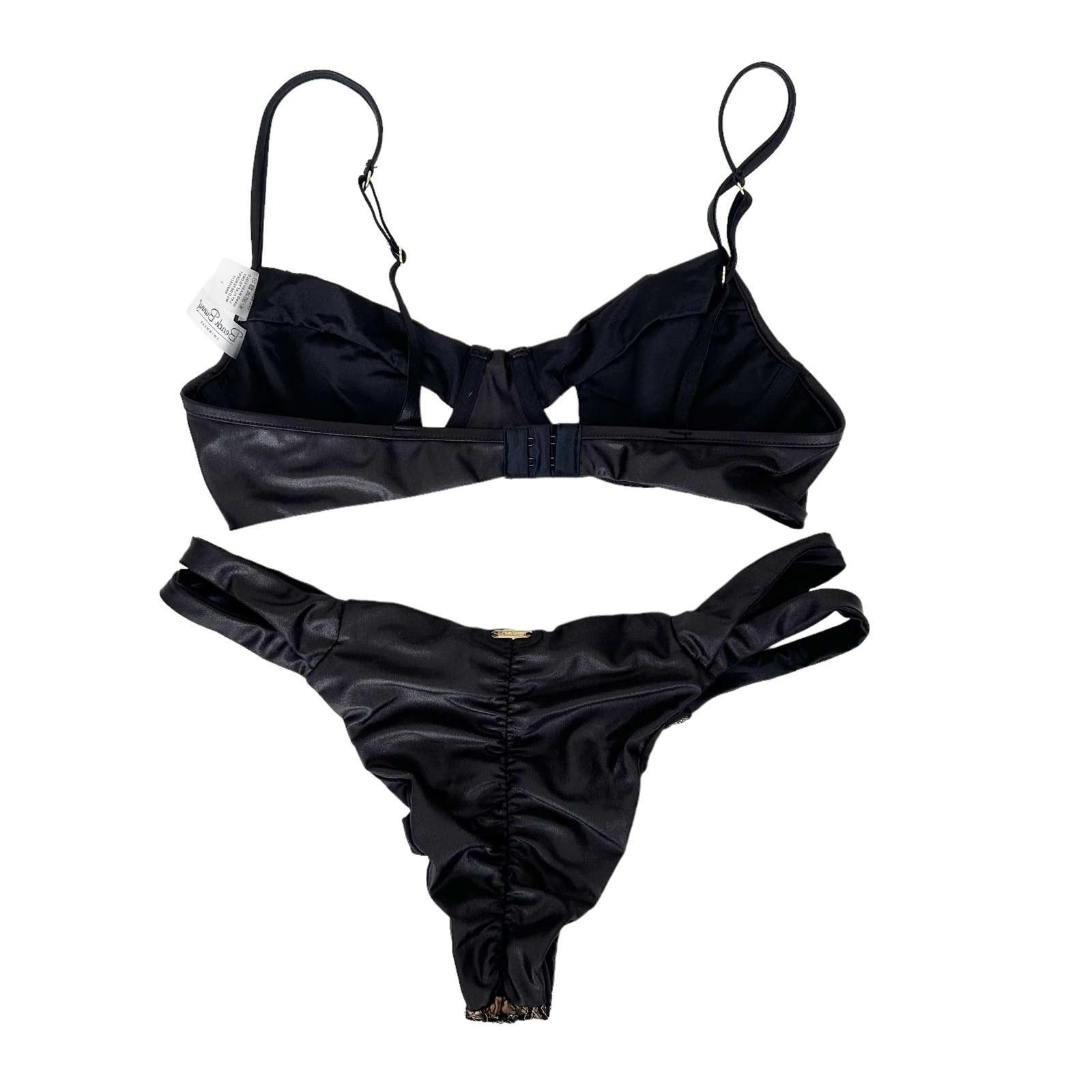 Other Beach Bunny Black Gold Lace Bikini Bathing Suit Sz L Size ONE SIZE - 5 Thumbnail