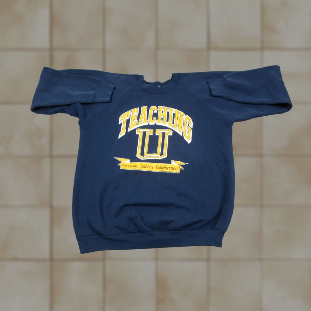 Fruit Of The Loom VINTAGE Fruit of the Loom Sweatshirt Mens XL Blue 80s 90s Cotton Polyester Fleece Crew Neck Pullover All Seasons USA Size US XL / EU 56 / 4 - 1 Thumbnail
