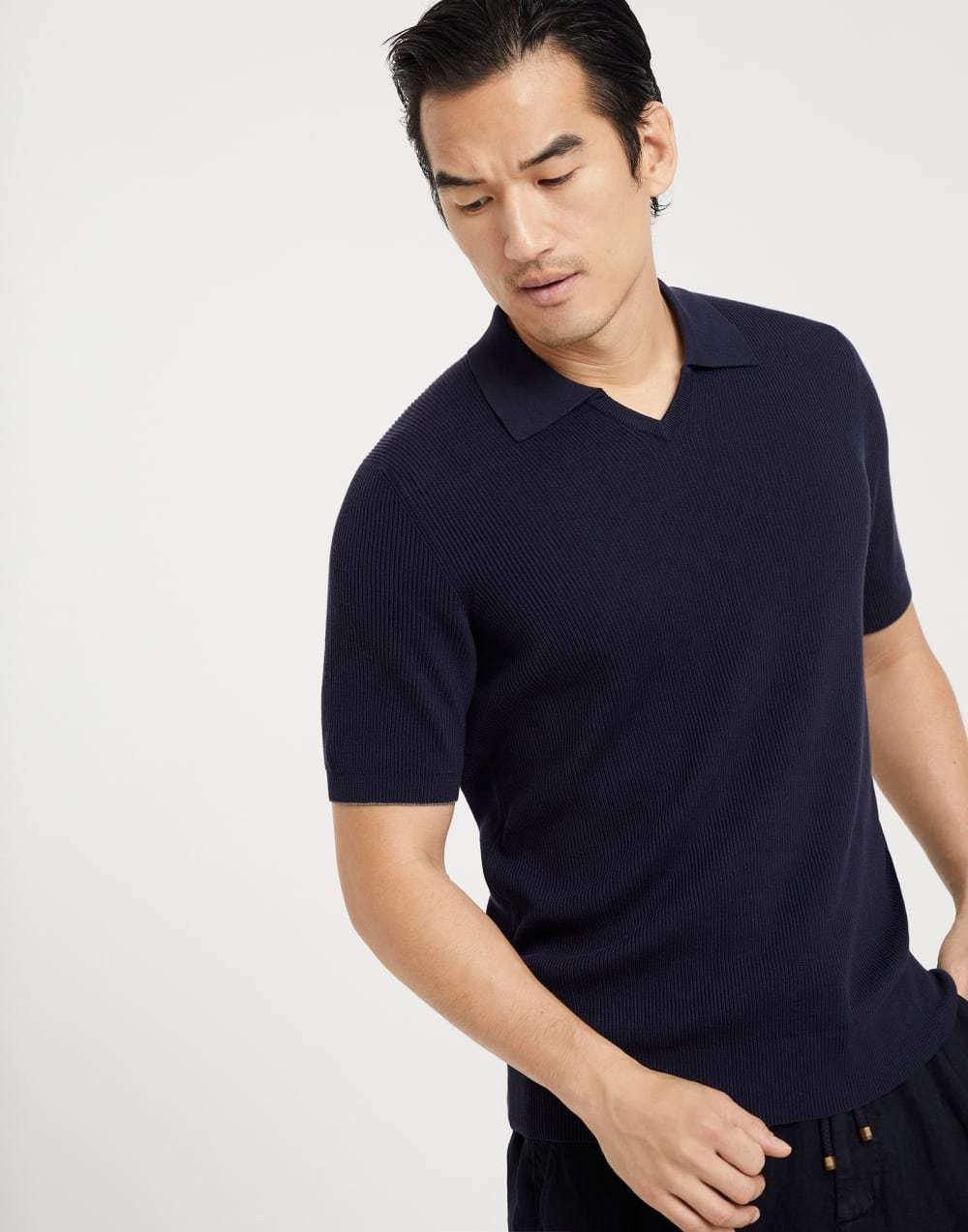 Brunello Cucinelli Polo Sweater in Navy Size US S / EU 44-46 / 1 - 1 Thumbnail