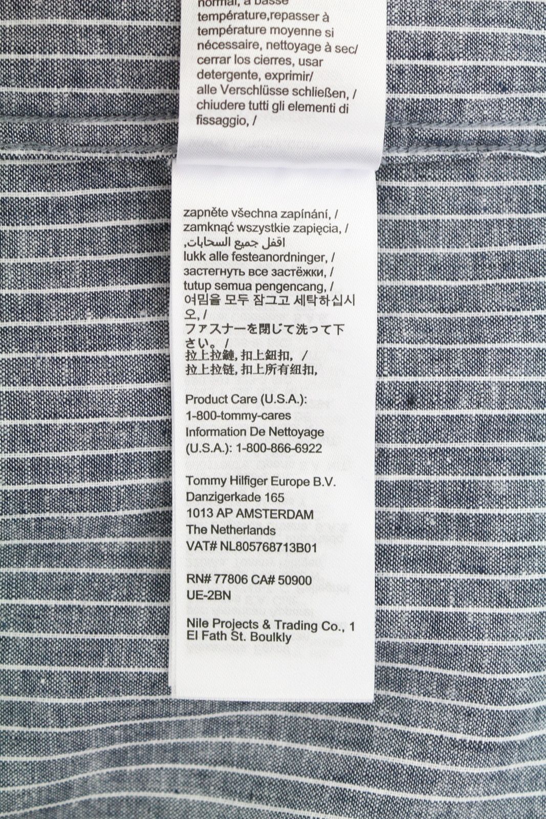 Tommy Hilfiger LINEN MIX L Blue Mandarin Striped 87683 Size US L / EU 52-54 / 3 - 10 Thumbnail