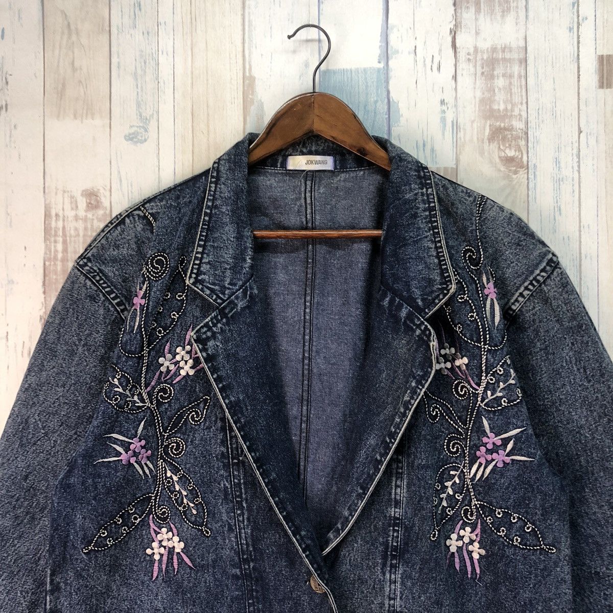 Japanese Brand × Vintage Vintage Jokwan Floral Embroidery Denim Jacket Size US L / EU 52-54 / 3 - 3 Thumbnail