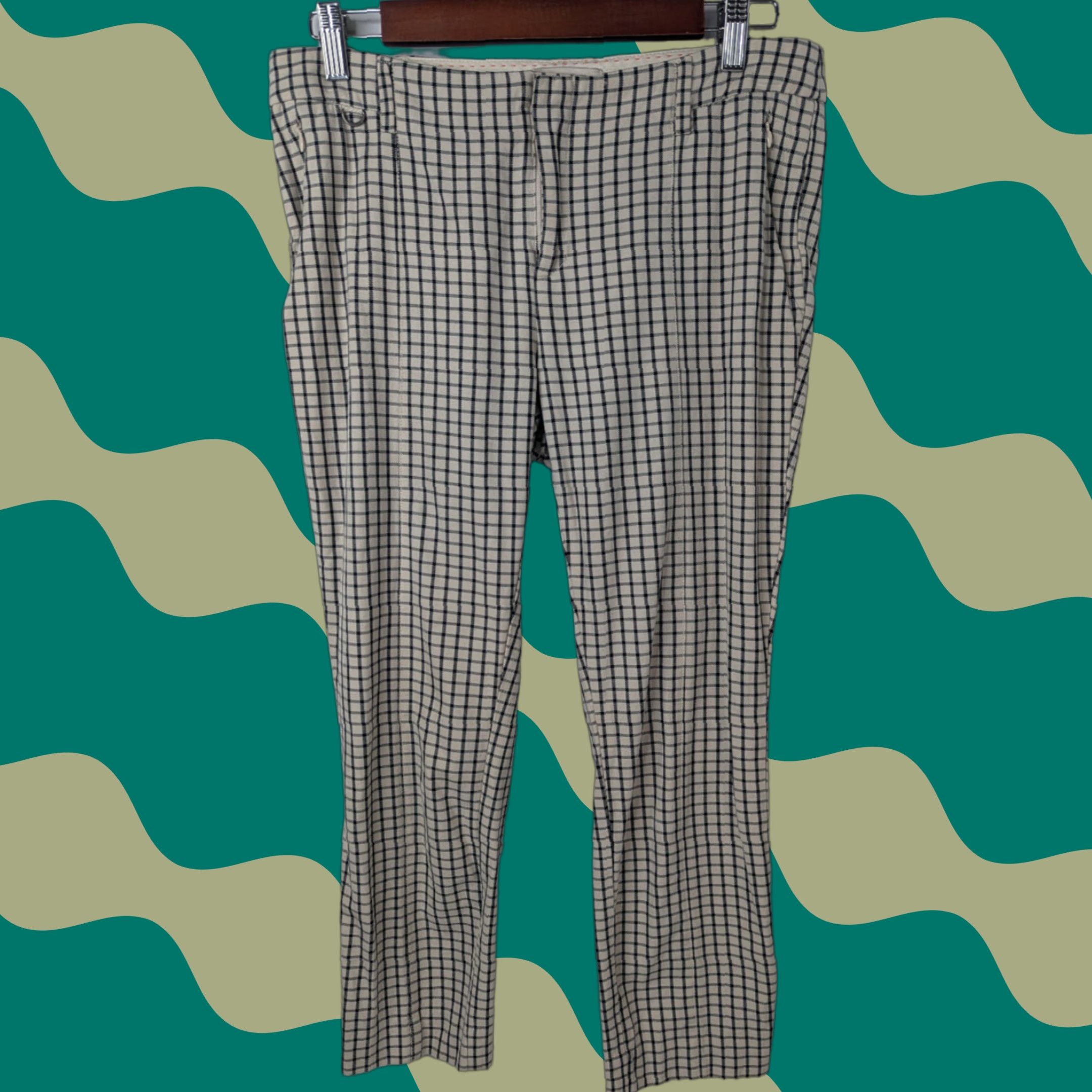 Anthropologie Anthropologie The Essential Slim Trousers Pants Checkered Plaid Women's 6 Size 30" / US 8 / IT 44 - 1 Thumbnail