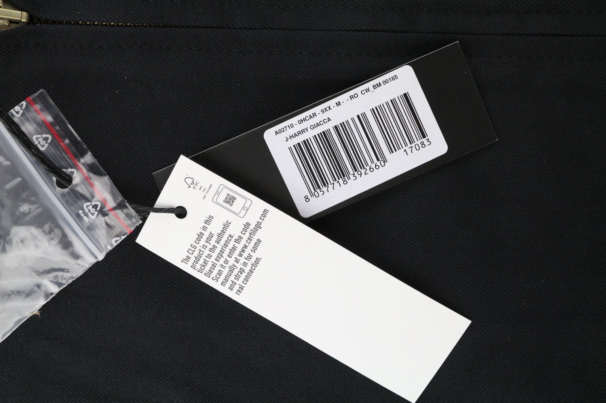 Diesel J-HARRY M Black Band Neck Plaid Lined Jacket 40032 Size US M / EU 48-50 / 2 - 9 Thumbnail