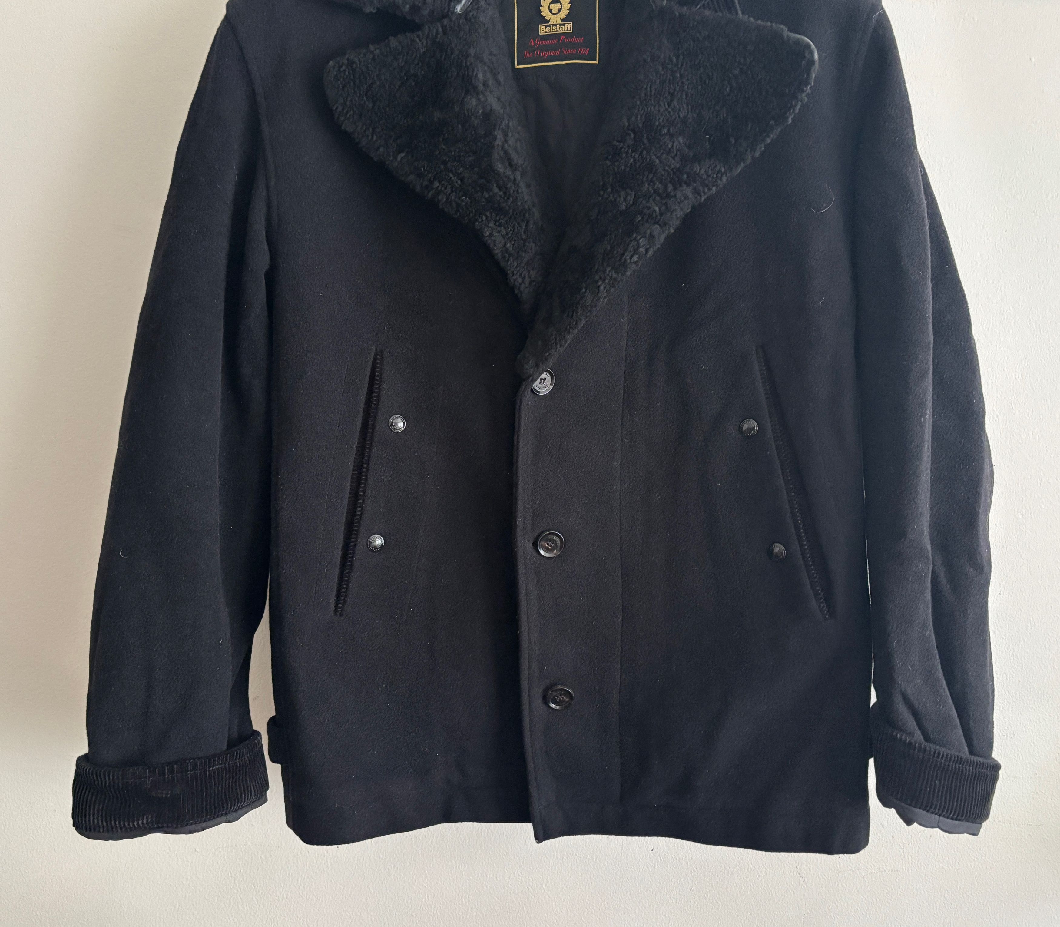 Belstaff Black Wool Trail Jacket / Pea Coat Shearling Collar Size US M / EU 48-50 / 2 - 19 Thumbnail