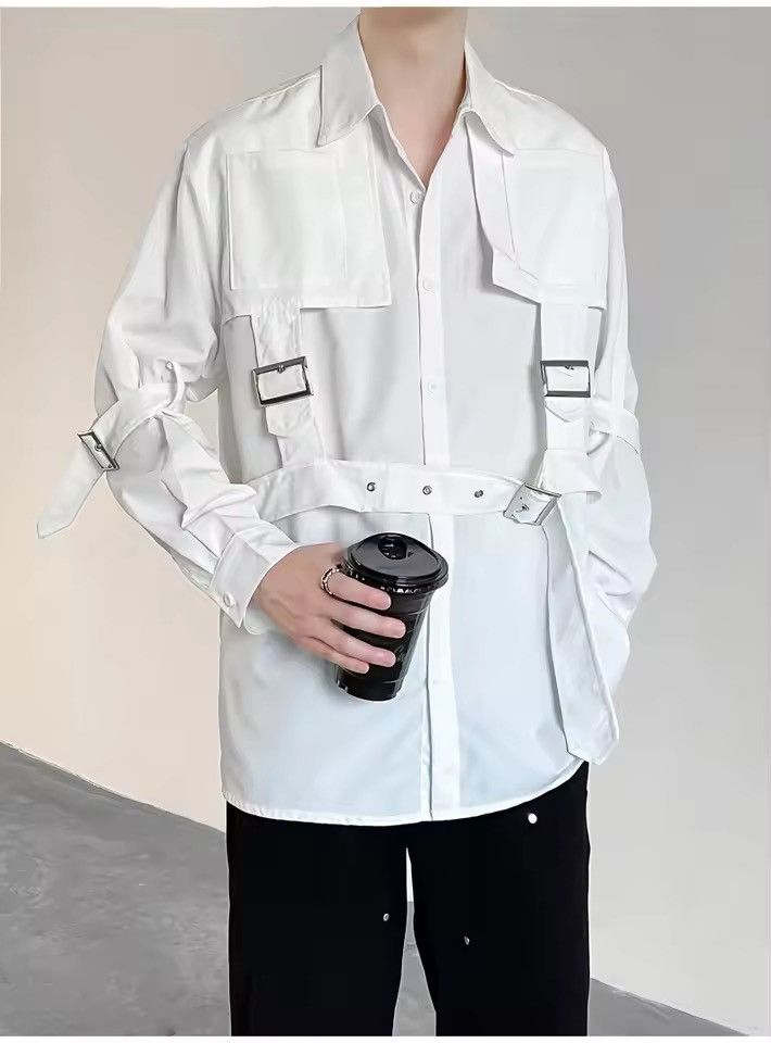 Japanese Brand Punk Hip Hop Techwear Style Long Sleeve Cargo Shirt Size US M / EU 48-50 / 2 - 1 Thumbnail