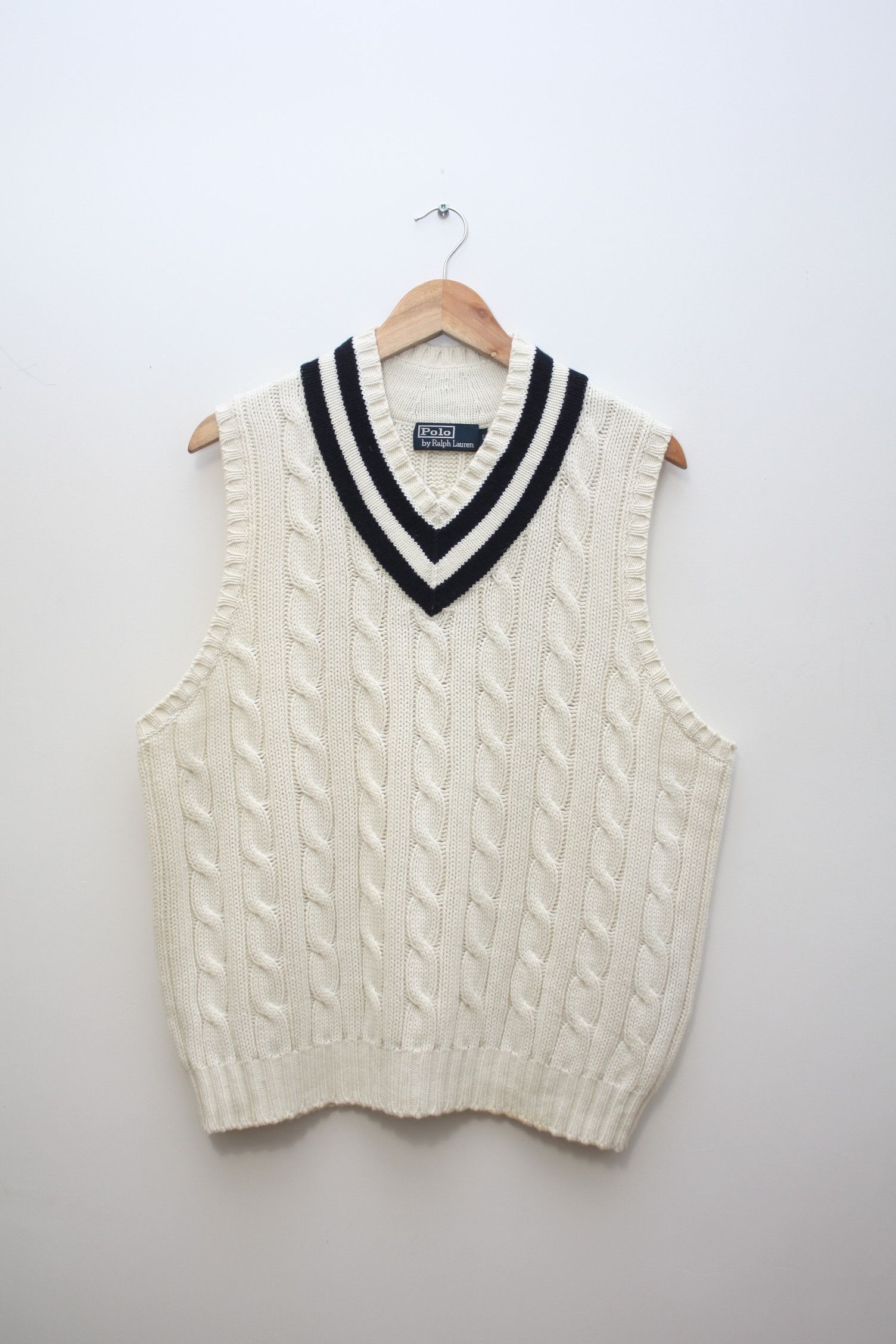 image of Polo Ralph Laurent Beige Cashmere Blend Knitted Vest Size L, Men's