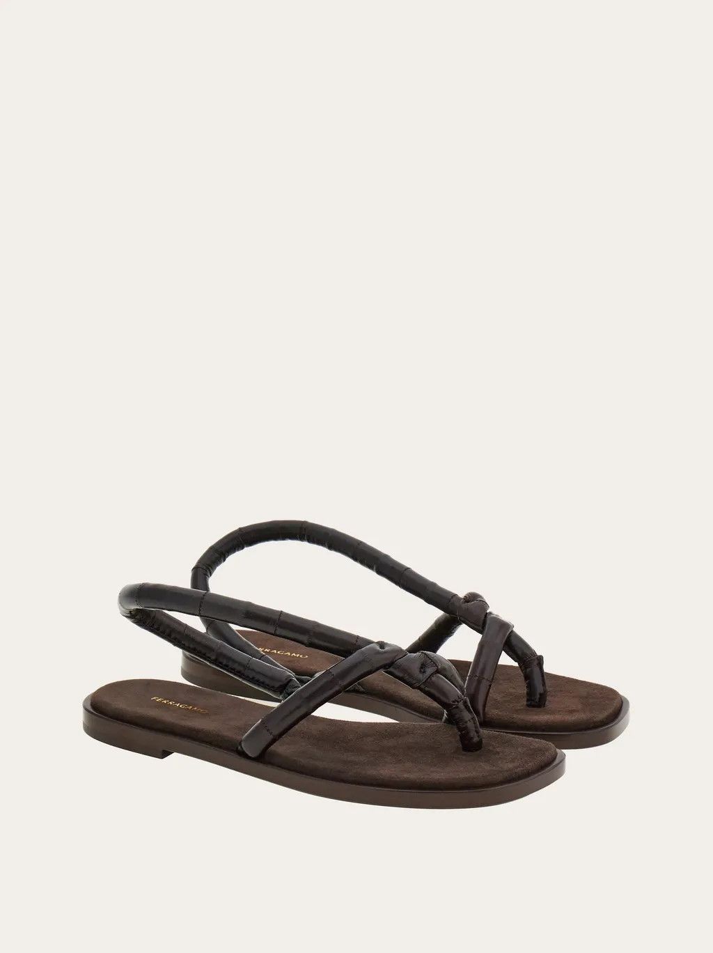 Salvatore Ferragamo o1s1rm0924 Flat Sandals in Black/Brown Size US 7.5 / IT 37.5 - 2 Thumbnail