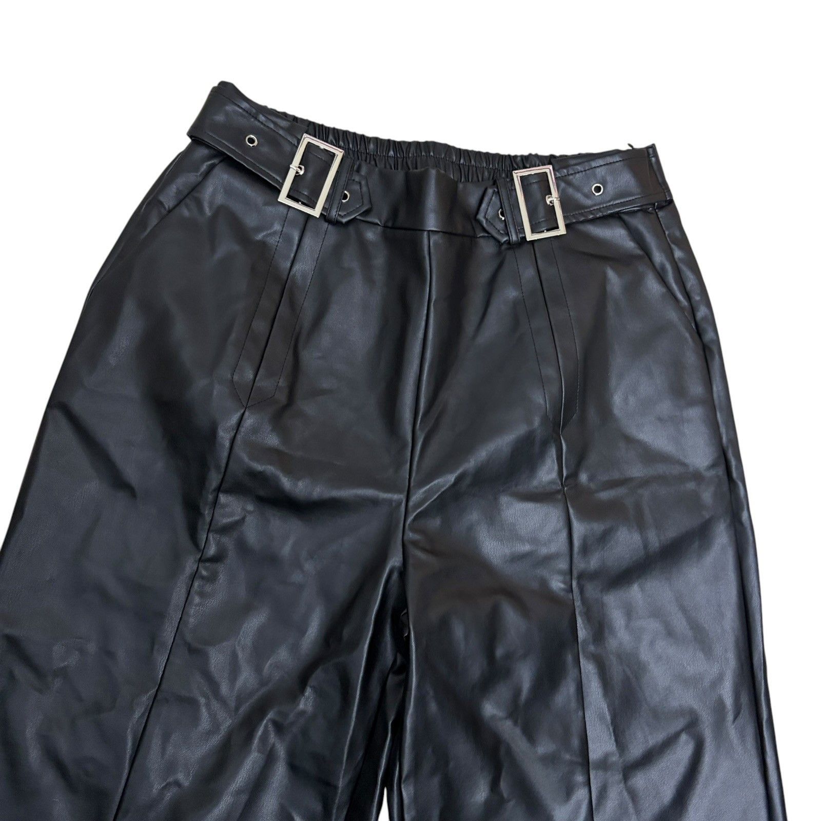 Other FAUX LEATHER UOOZEE Wide Leg Flare Vegan Casual Pants Large Size 34" / US 12 / IT 48 - 2 Thumbnail