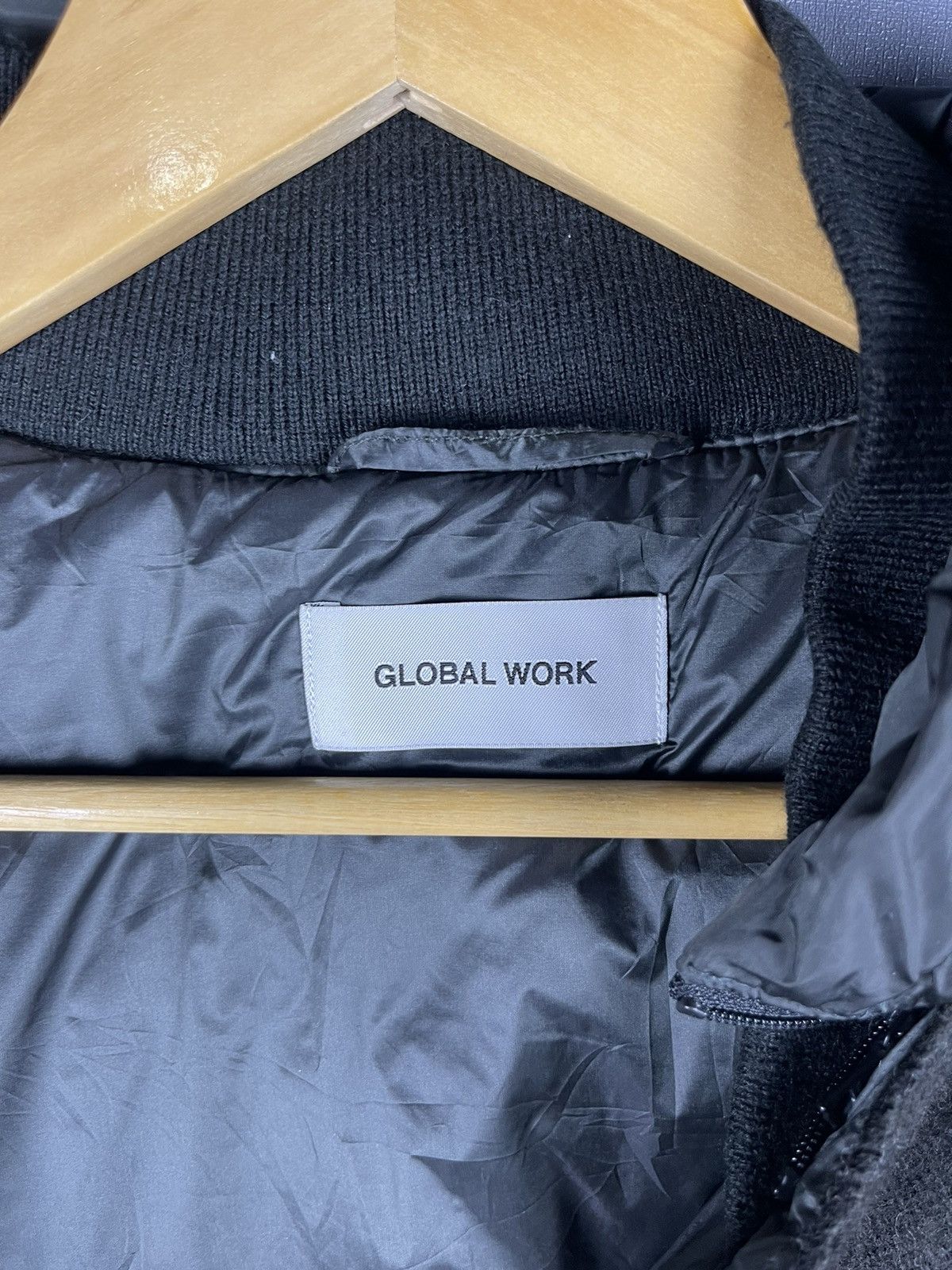 Global Work × Vintage Vintage Global Work Bomber Hoodie Wool Jacket Size US M / EU 48-50 / 2 - 10 Thumbnail