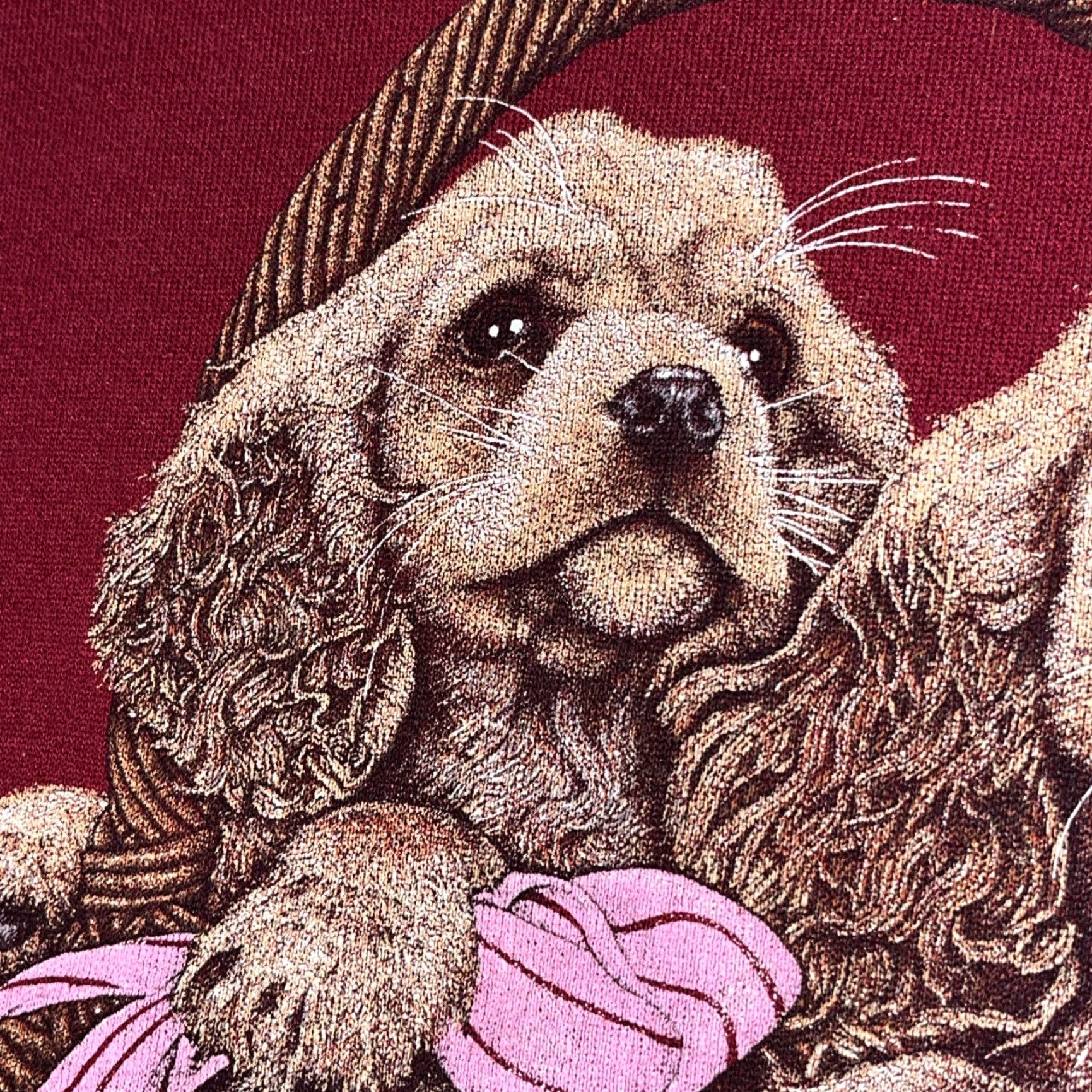 Asket Cotton Grove Sweatshirt L Red 90s Cocker Spaniel Grandma Dog Puppies In A Basket Round Crewneck Womens Large Size L / US 10 / IT 46 - 5 Thumbnail