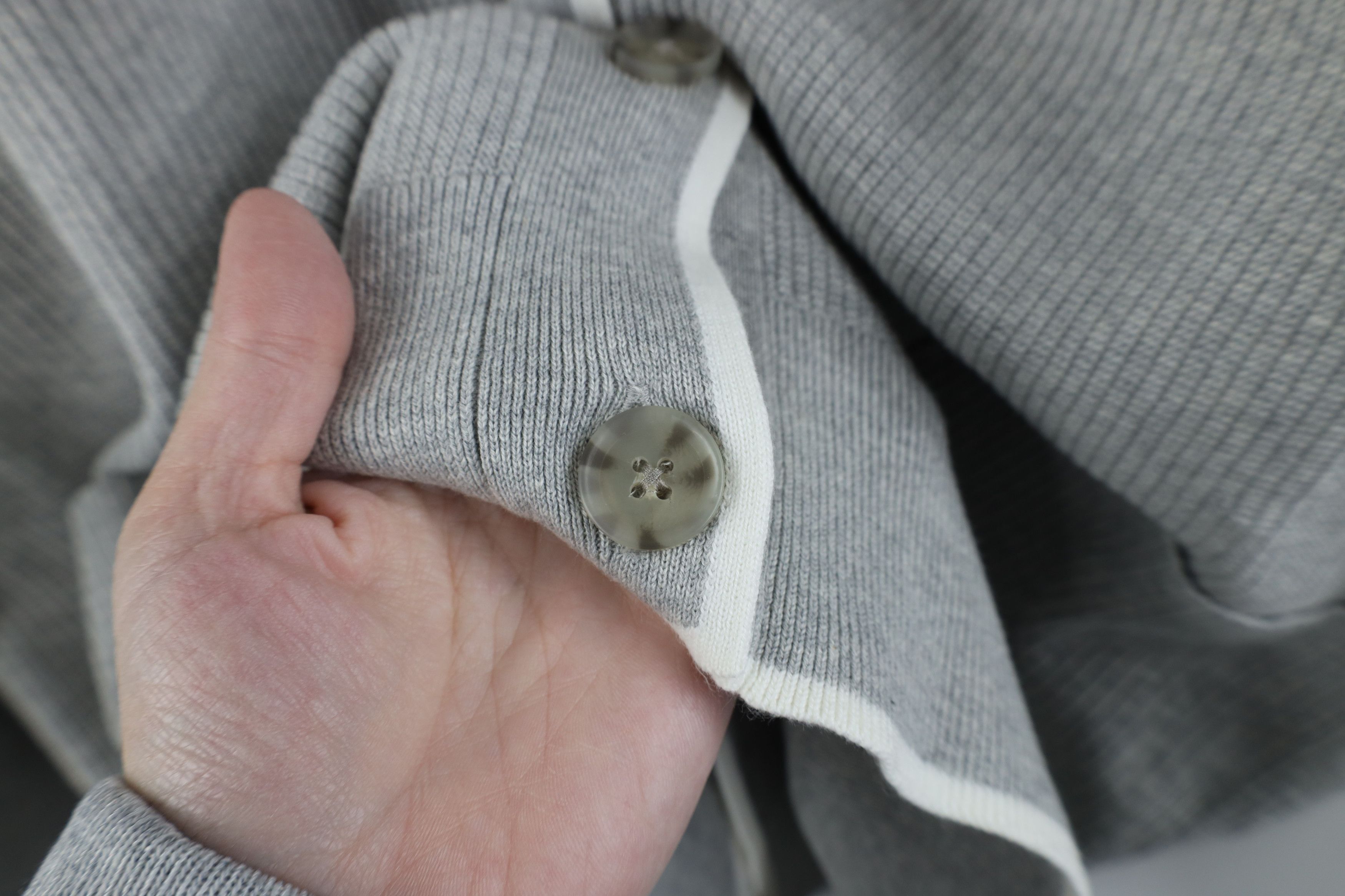 Lands' End × Vintage Vintage Lands End Cotton Ribbed Knit Cardigan Sweater Gray Size XXL / US 16-18 / IT 52-54 - 4 Thumbnail