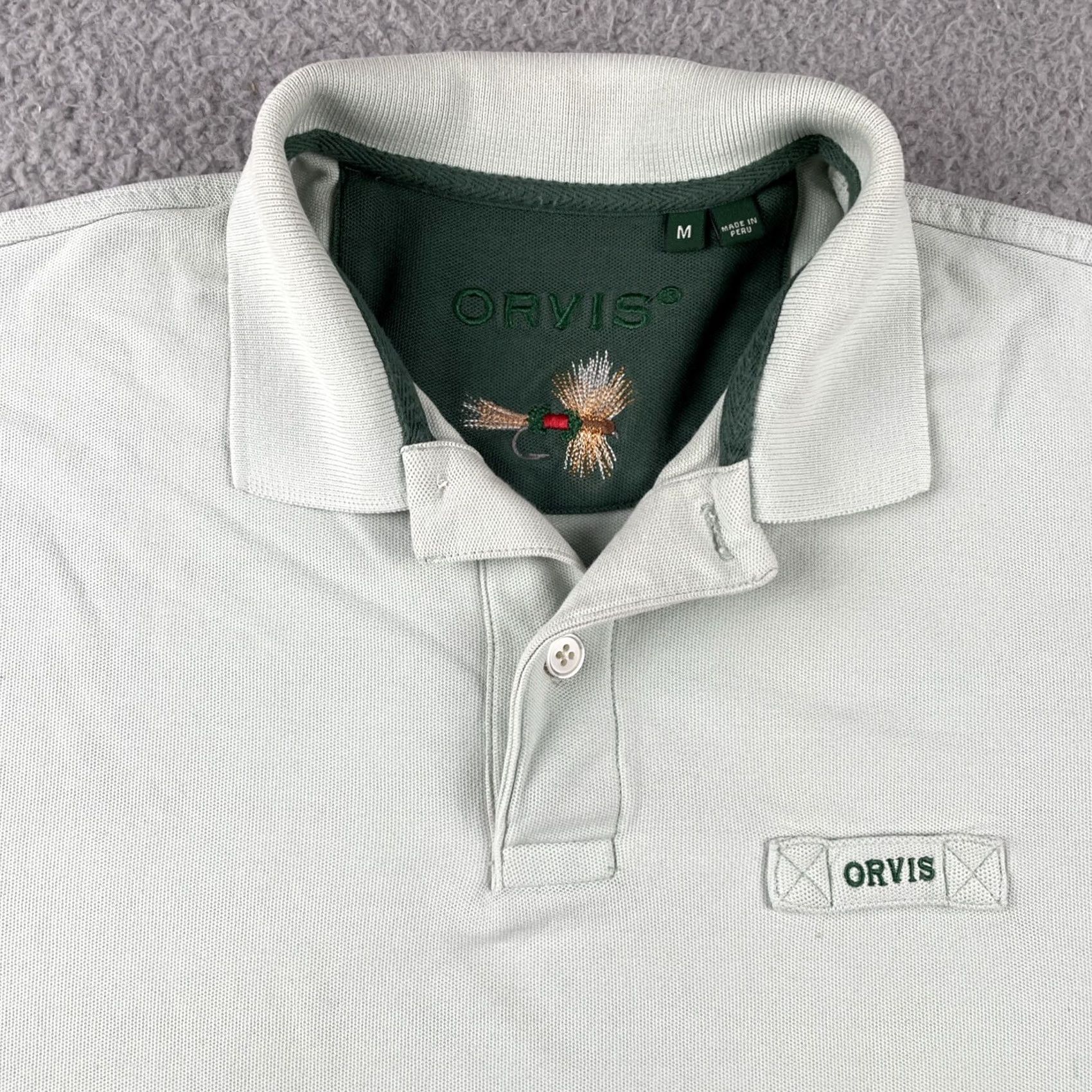 Orvis VINTAGE Orvis Polo Shirt Fly Fishing Knit Cotton Green Medium M Mens Shirt Polo Fly Fishing Cotton Green Medium Mint Green Size US M / EU 48-50 / 2 - 2 Thumbnail