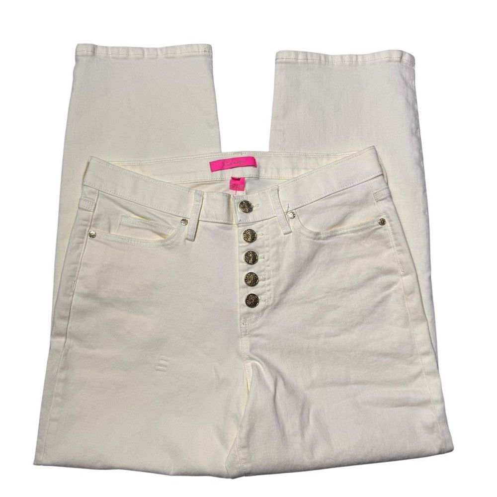 Lilly Pulitzer NWT New $178 Lilly Pulitzer South Ocean High-Rise Lemon Mer Size 30" / US 8 / IT 44 - 3 Thumbnail