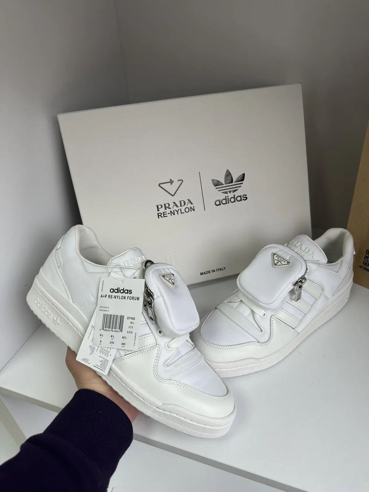 image of Adidas Forum Low White Nylon Sneakers, Men's (Size 9)
